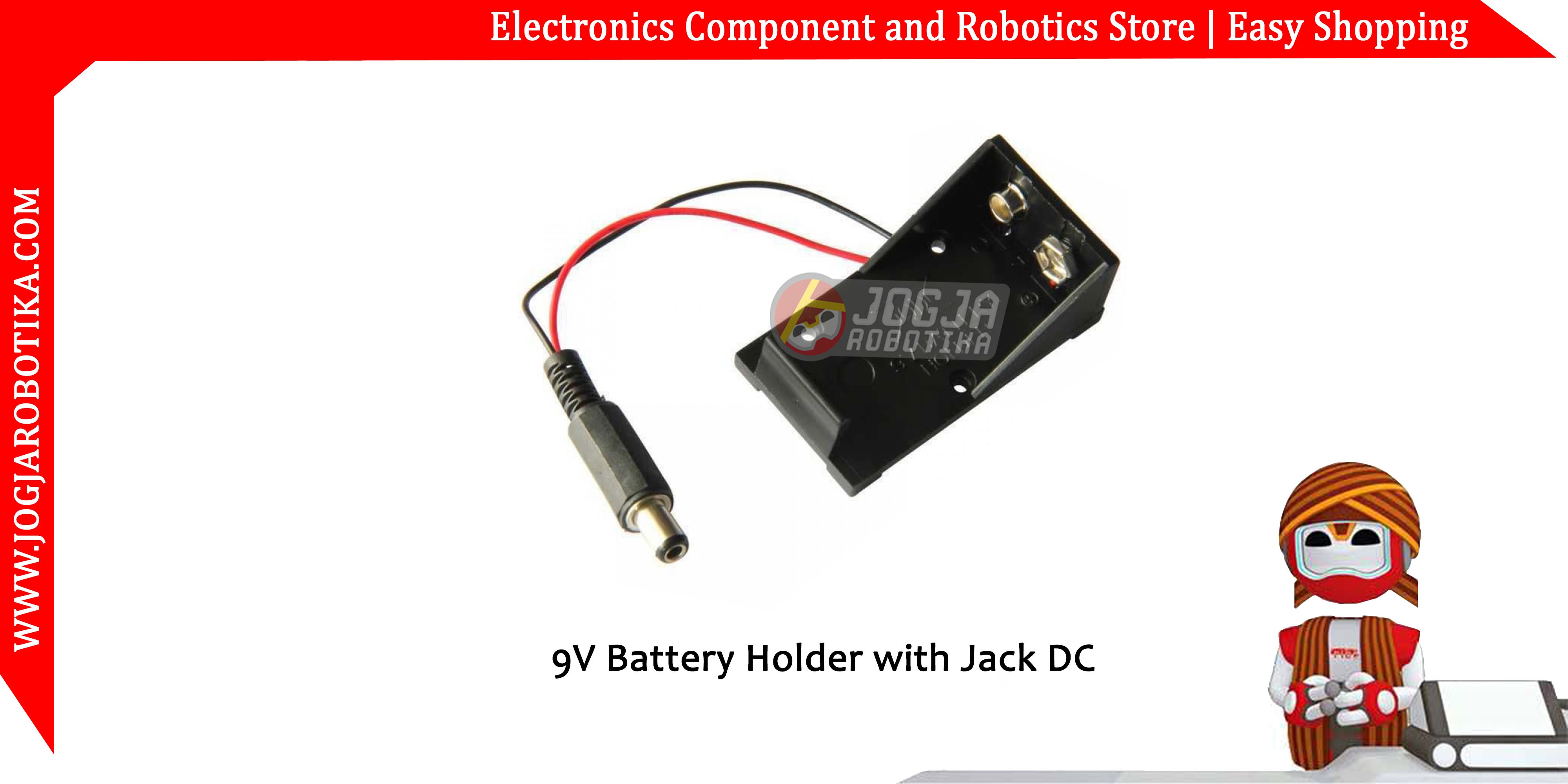 9V Battery Holder with Jack DC