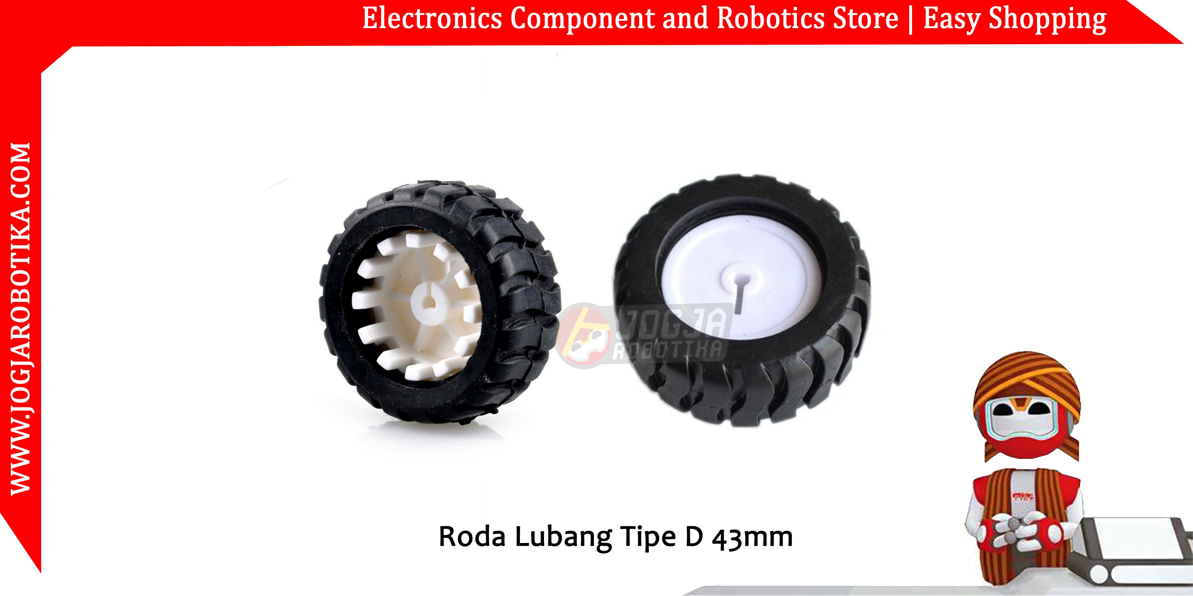 RODA 43MM LUBANG TIPE D (1PCS) UNTUK 3MM SHAFT