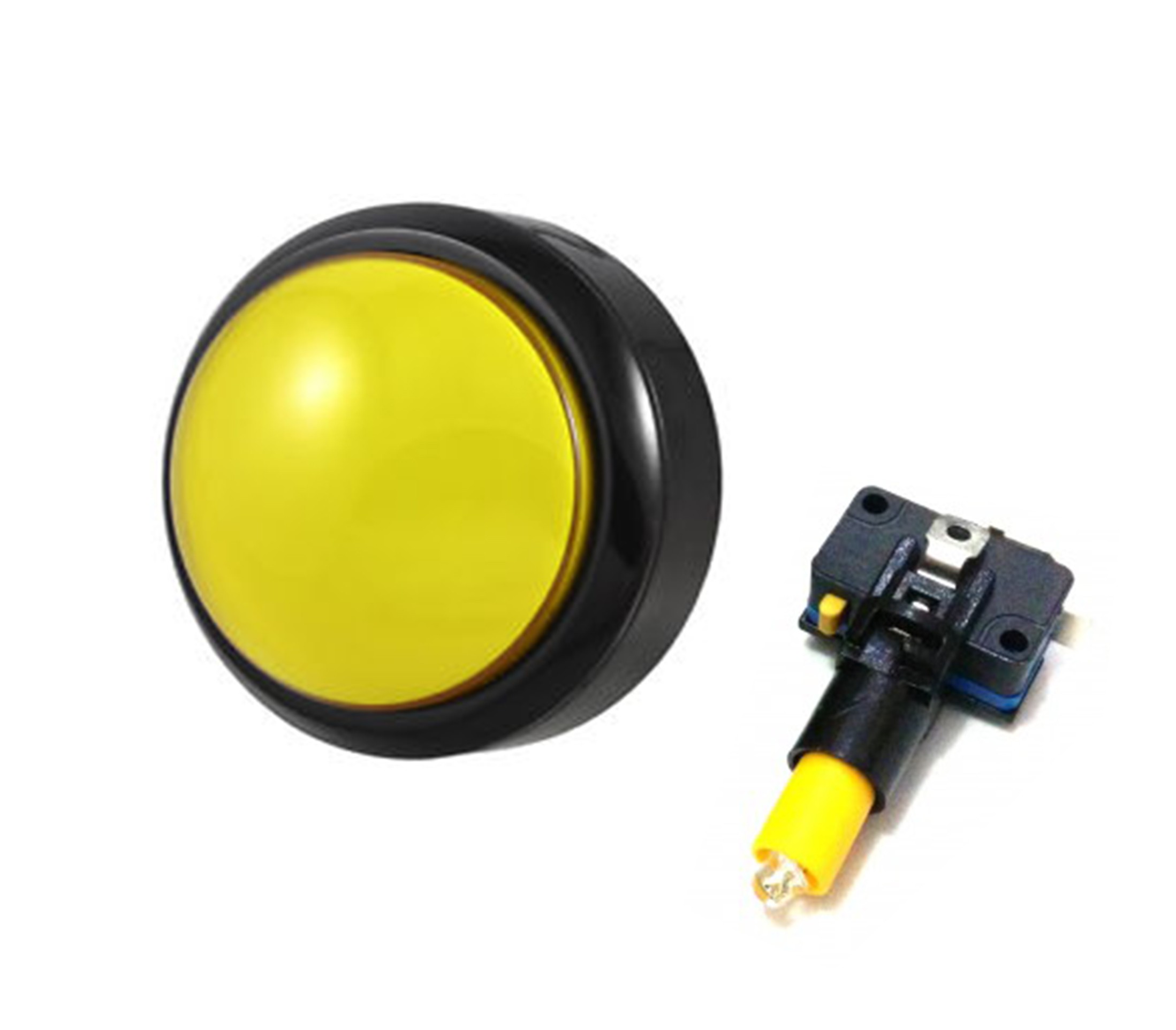 Tombol Acara Kuis Round Convex Illuminated Push Button With LED 60mm-Yellow