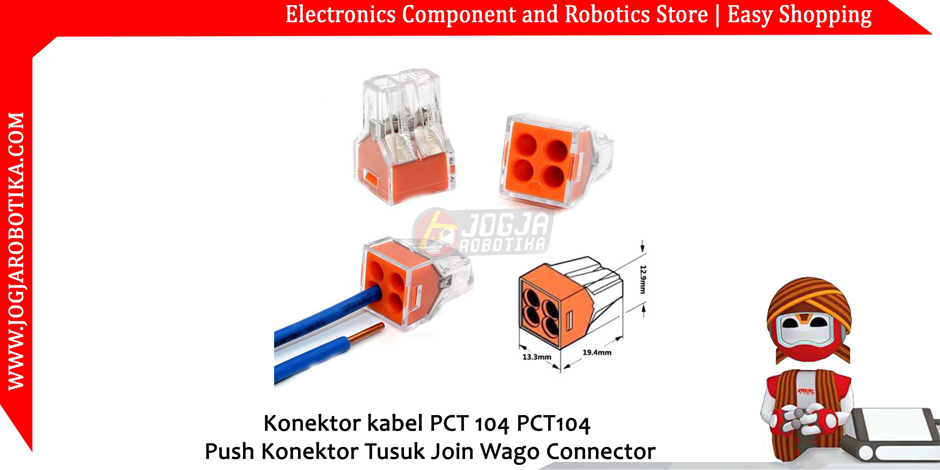 Konektor kabel PCT 104 PCT104 Push Konektor Tusuk Join Wago Connector