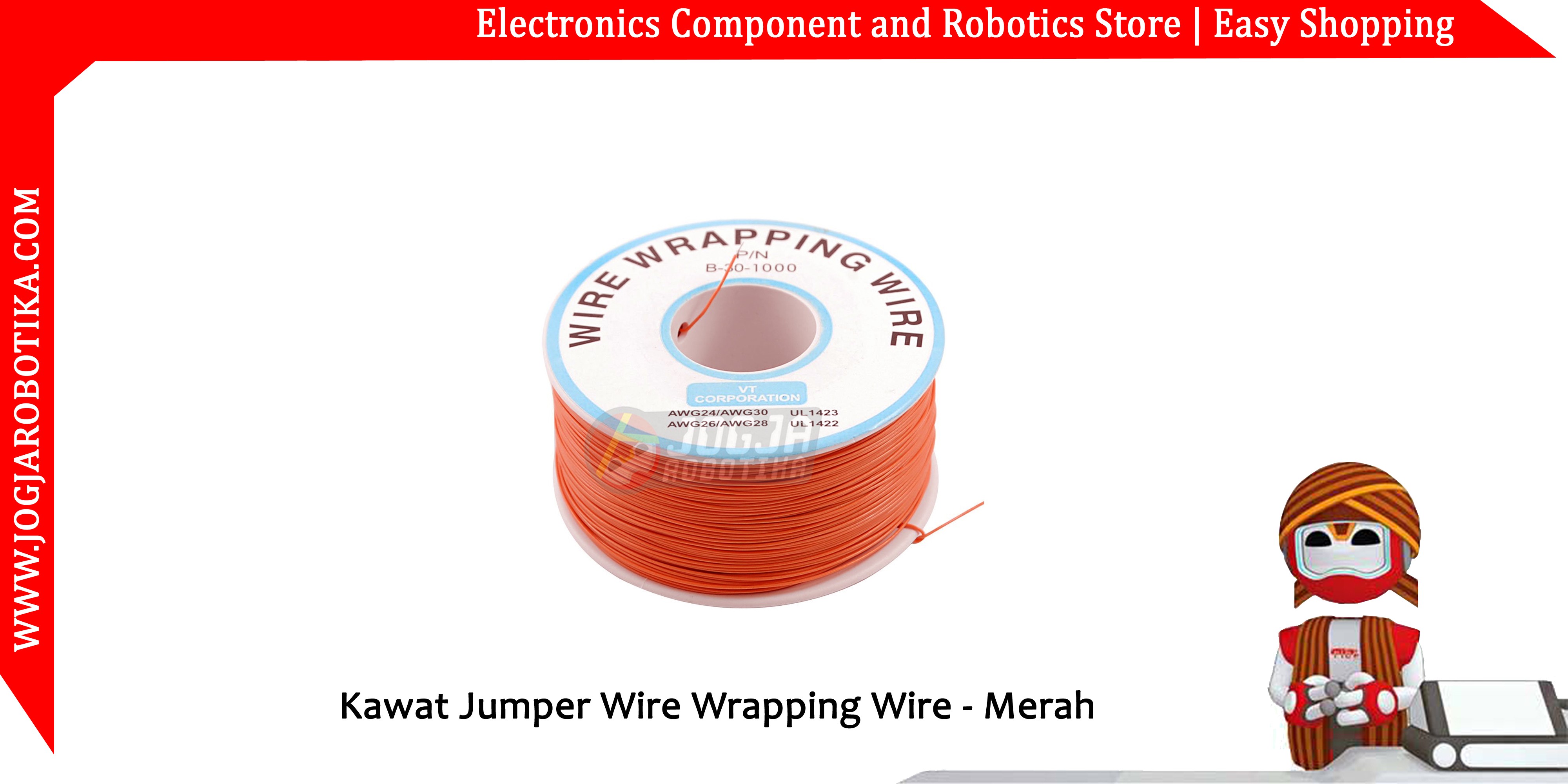 Kawat Jumper Wire Wrapping Wire 30AWG 1 Roll - Merah