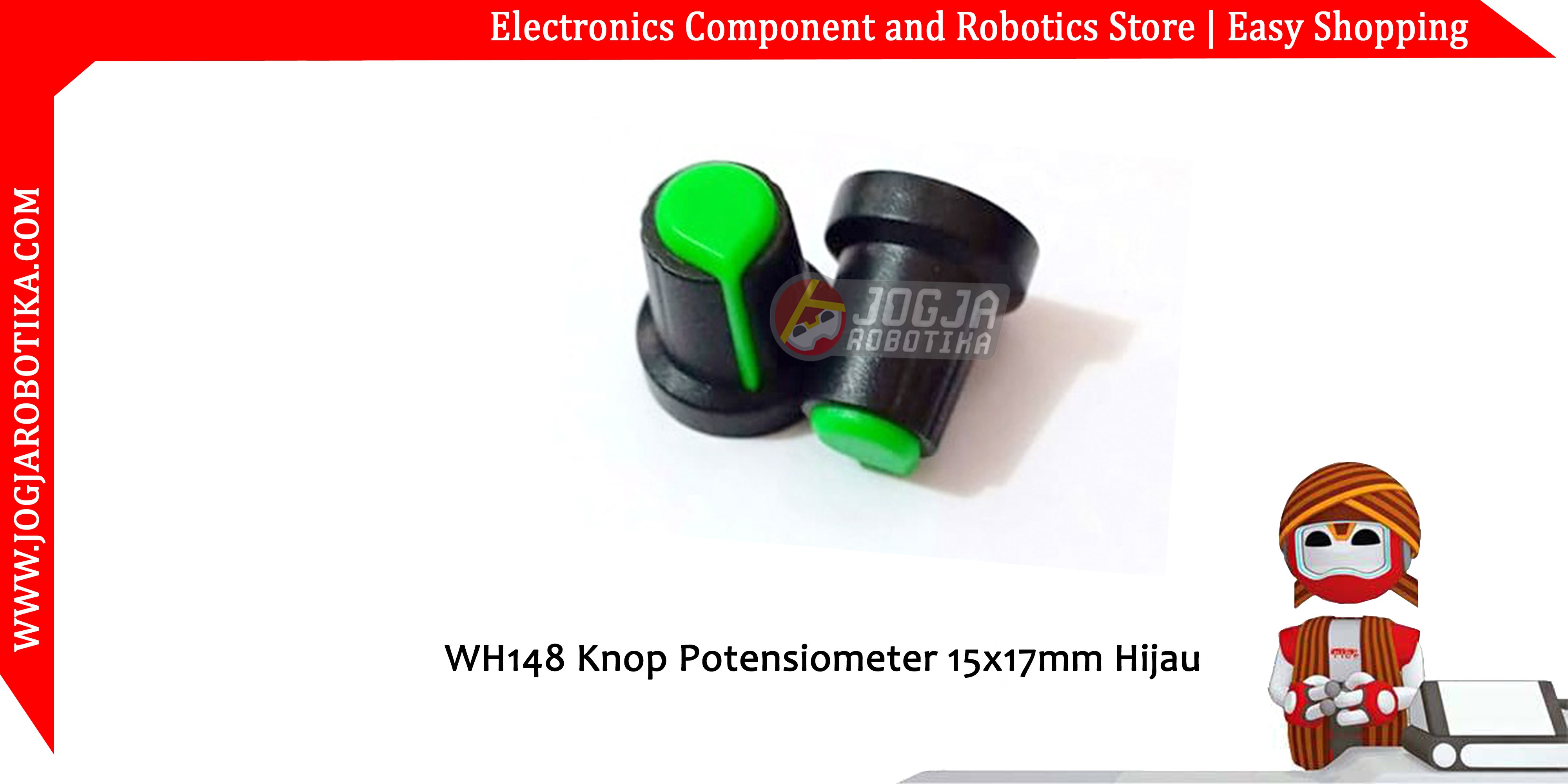 WH148 Knop Potensiometer 15x17mm Hijau