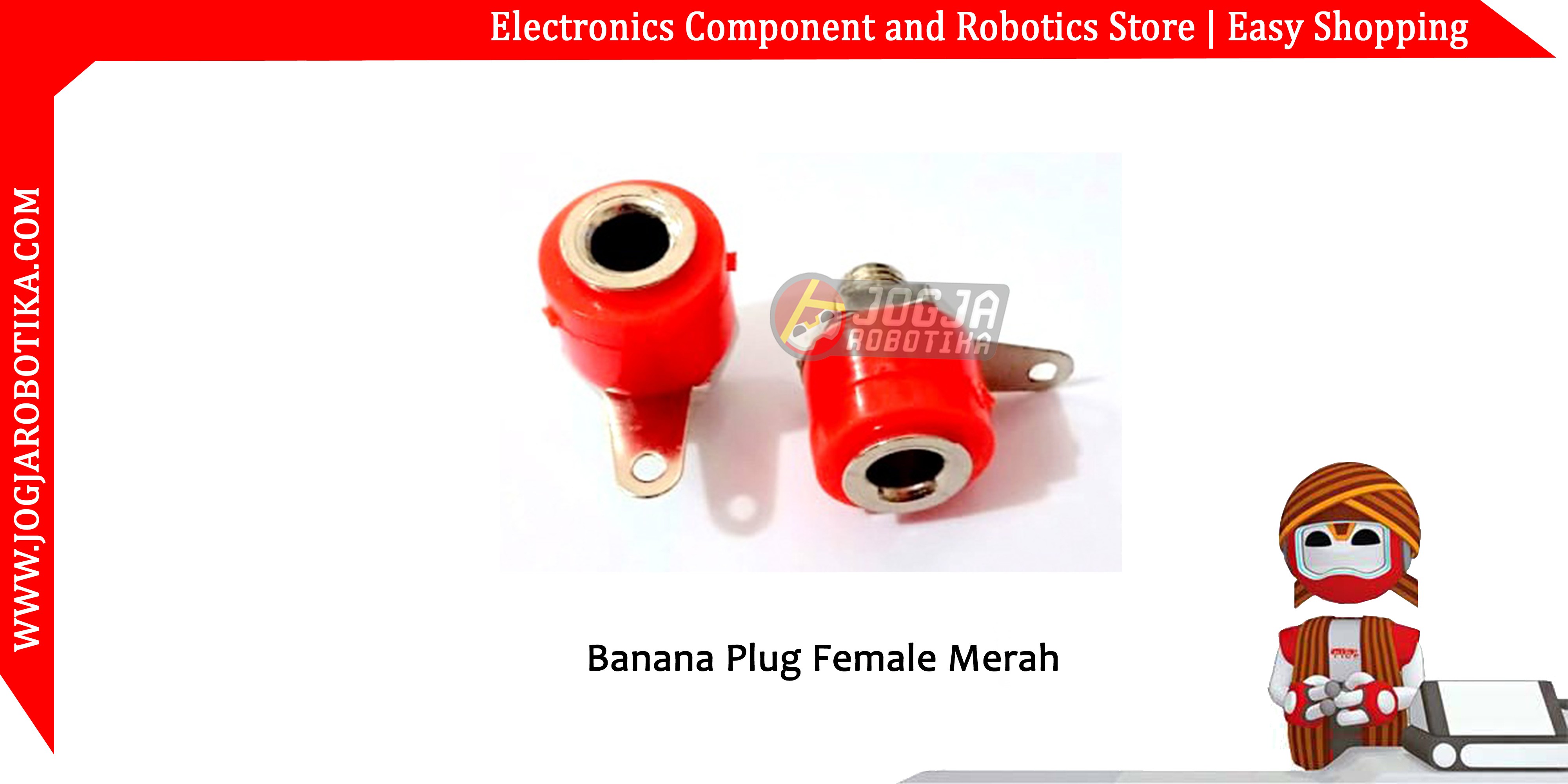 Banana Plug Female Merah 4mm