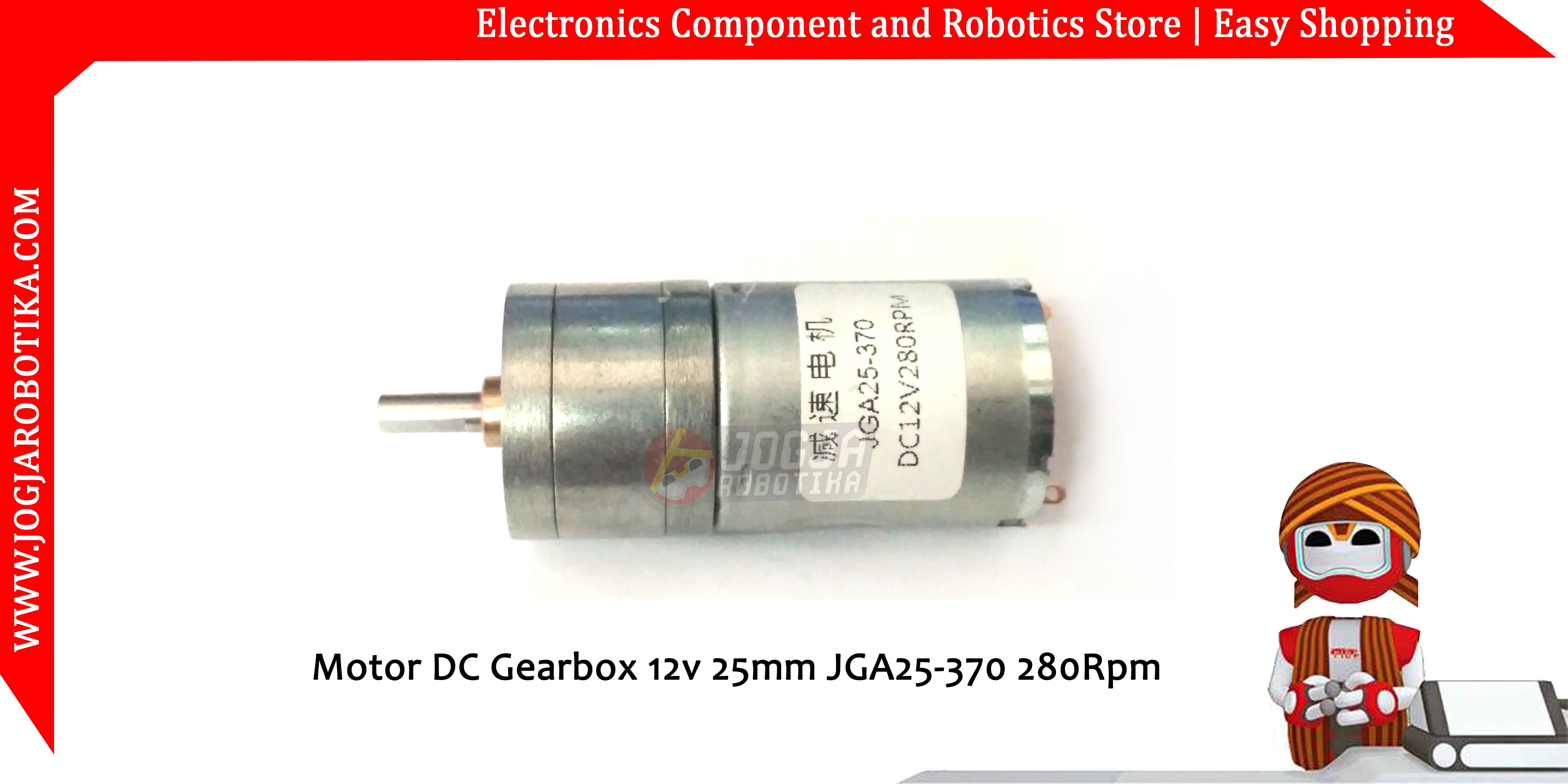 Motor DC Gearbox 12v 25mm JGA25-370 280Rpm