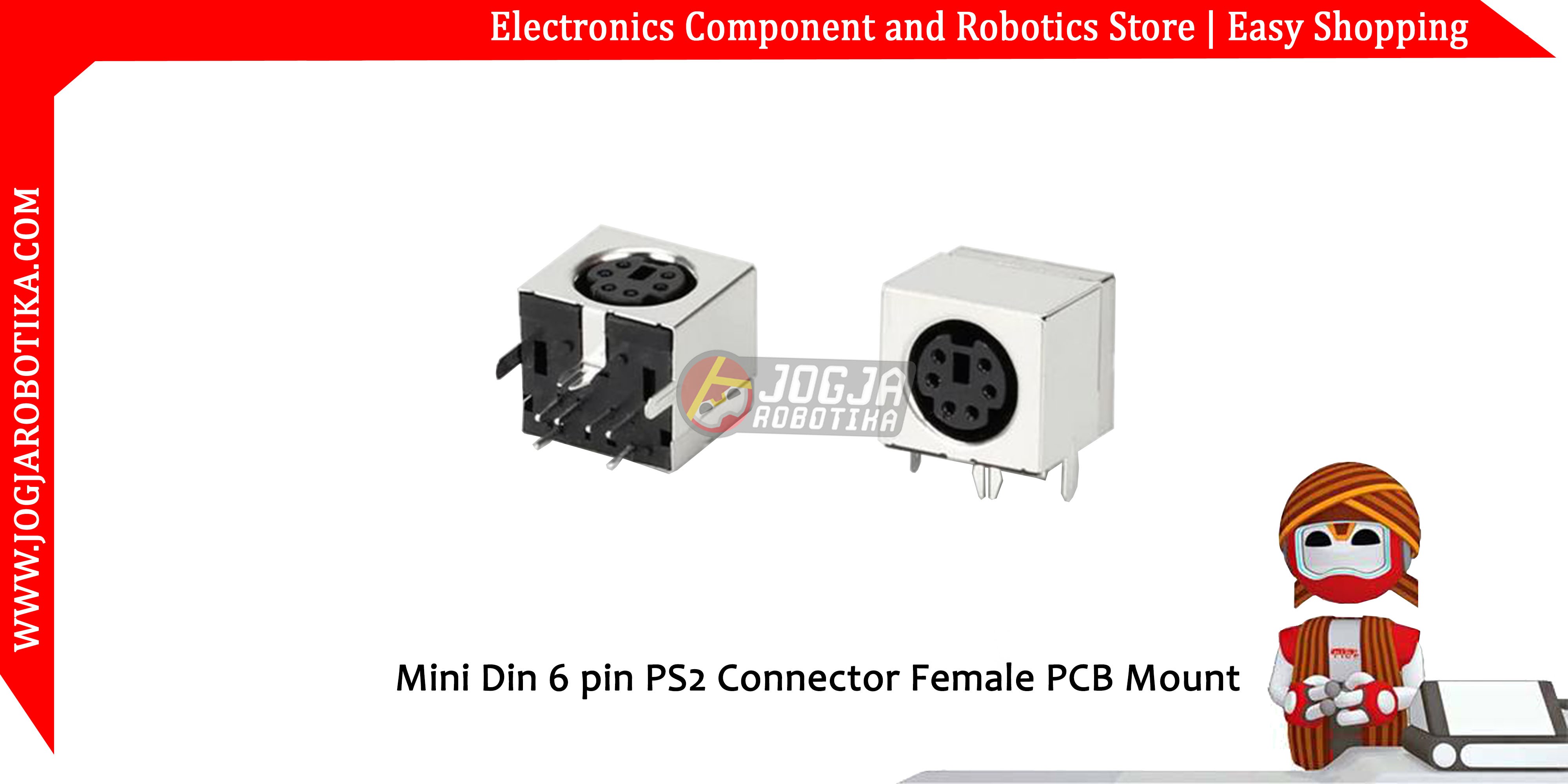 Mini Din 6 pin PS2 Connector Female PCB Mount