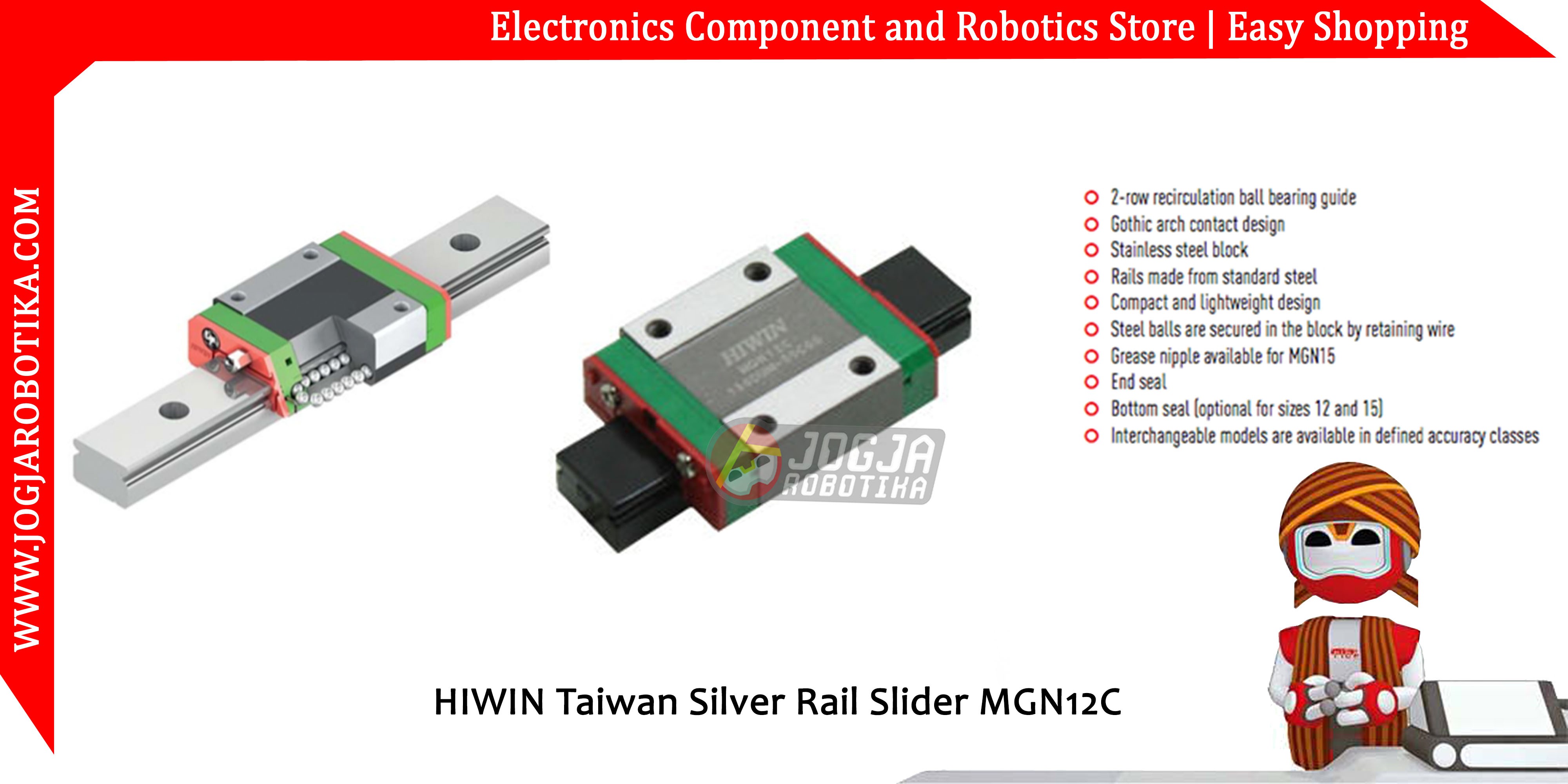 HIWIN Taiwan Silver Rail Slider MGN12C Bearing