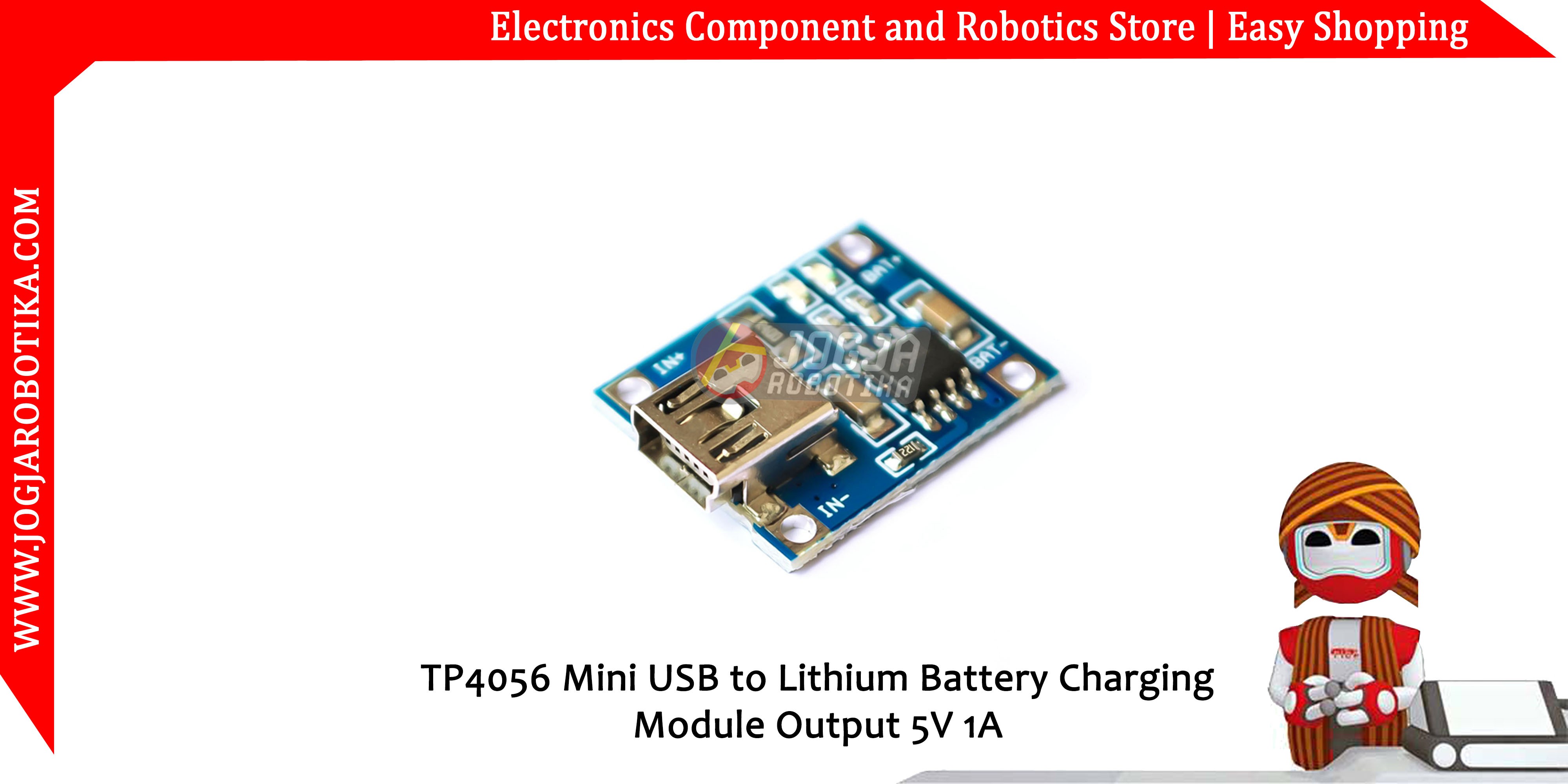 TP4056 Mini USB to Lithium Battery Charging Module Output 5V 1A