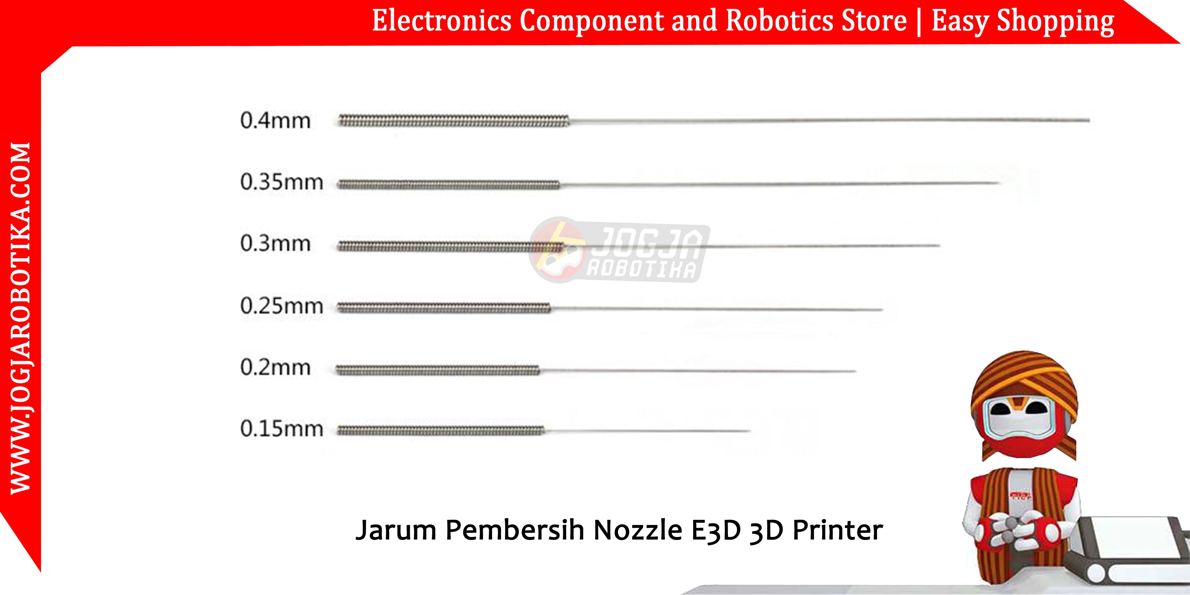 Jarum Pembersih Nozzle E3D 3D Printer 0.15mm