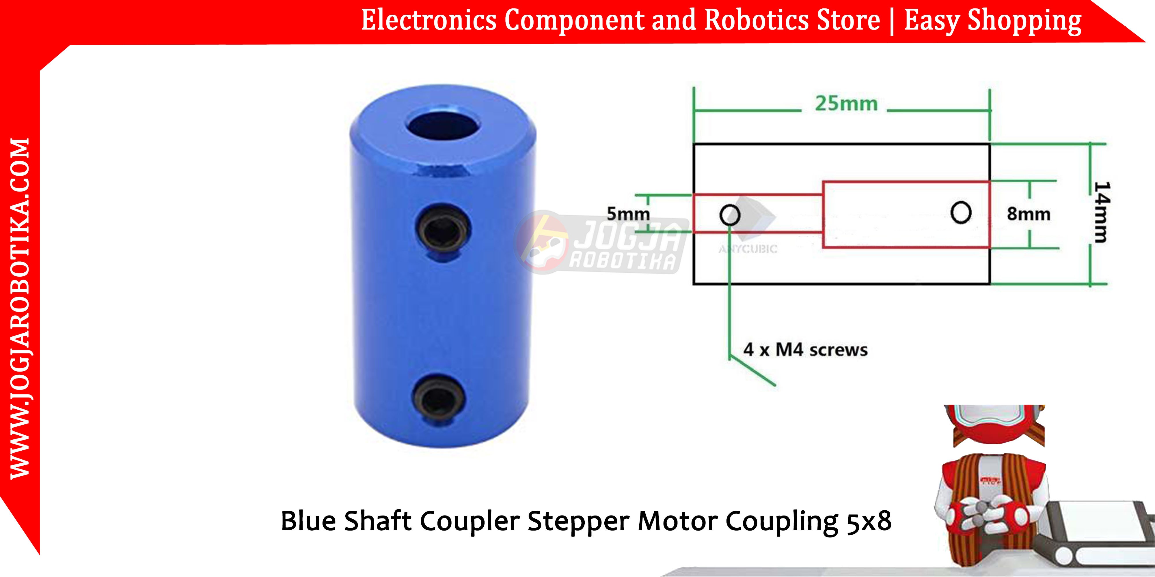 Blue Shaft Coupler Stepper Motor Coupling 5x8