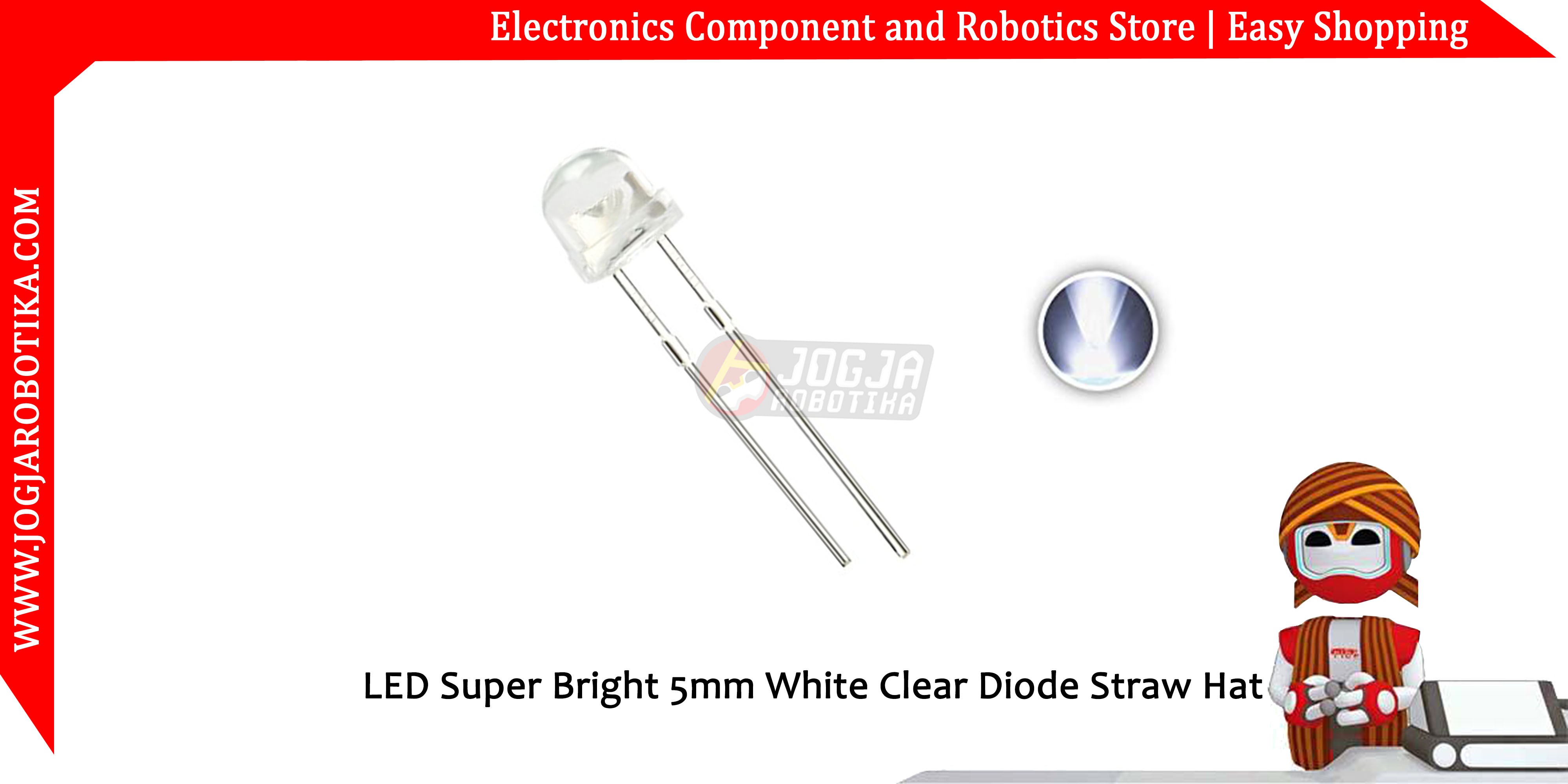 LED Super Bright 5mm White Clear Diode Straw Hat