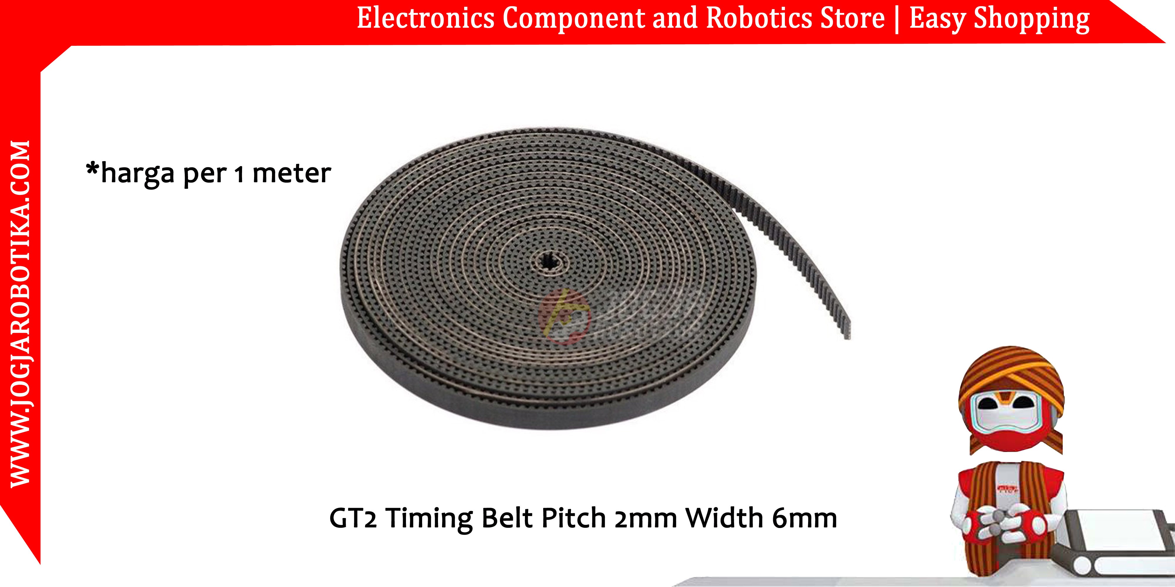 2GT-6mm GT2 Timing Belt Pitch 2mm Width 6mm