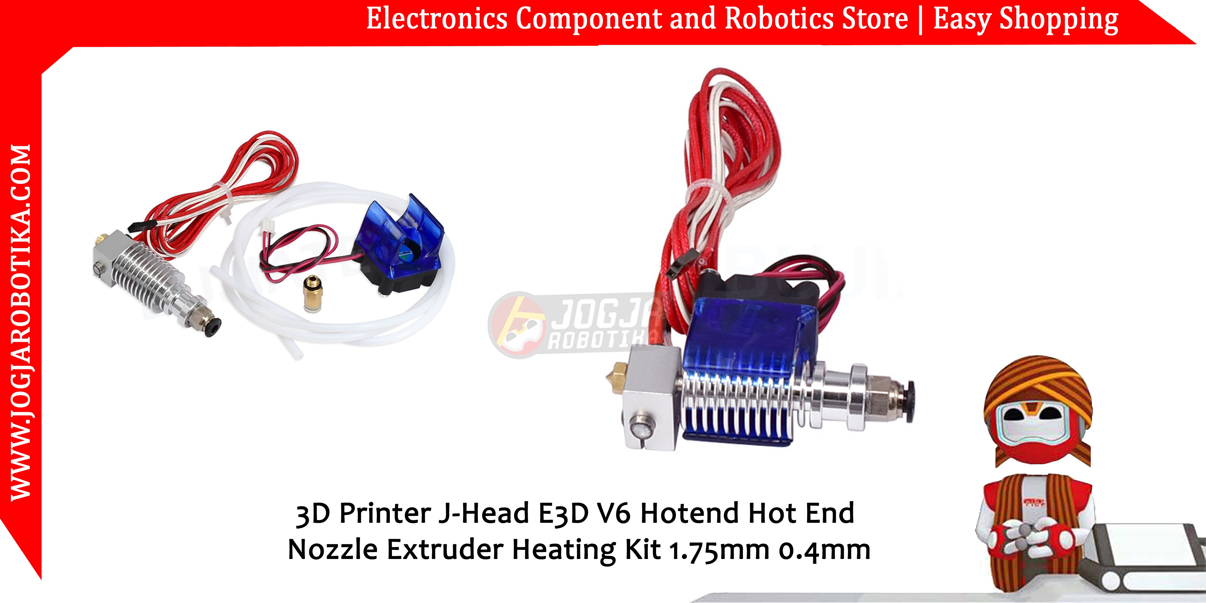 3D Printer J-Head E3D V6 Hotend Hot End Nozzle Extruder Heating Kit 1.75mm 0.4mm