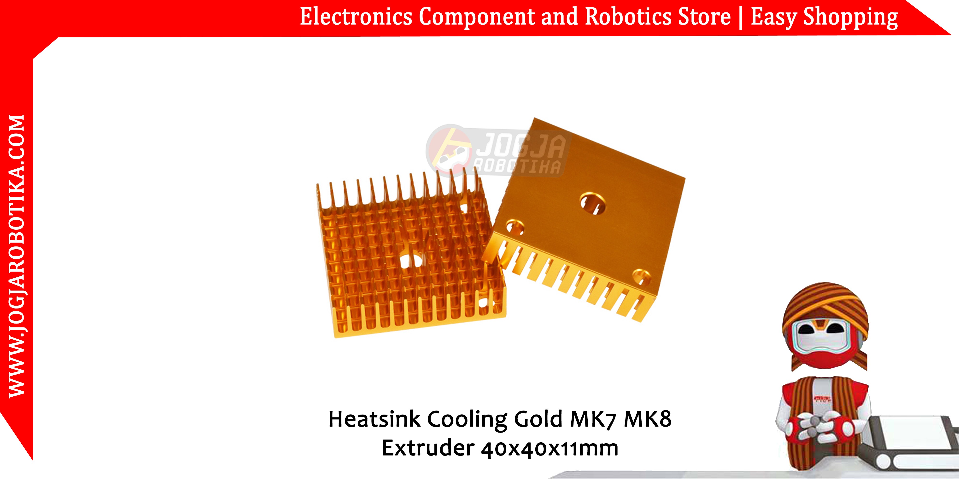 Heatsink Cooling Gold MK7 MK8 Extruder 40x40x11mm