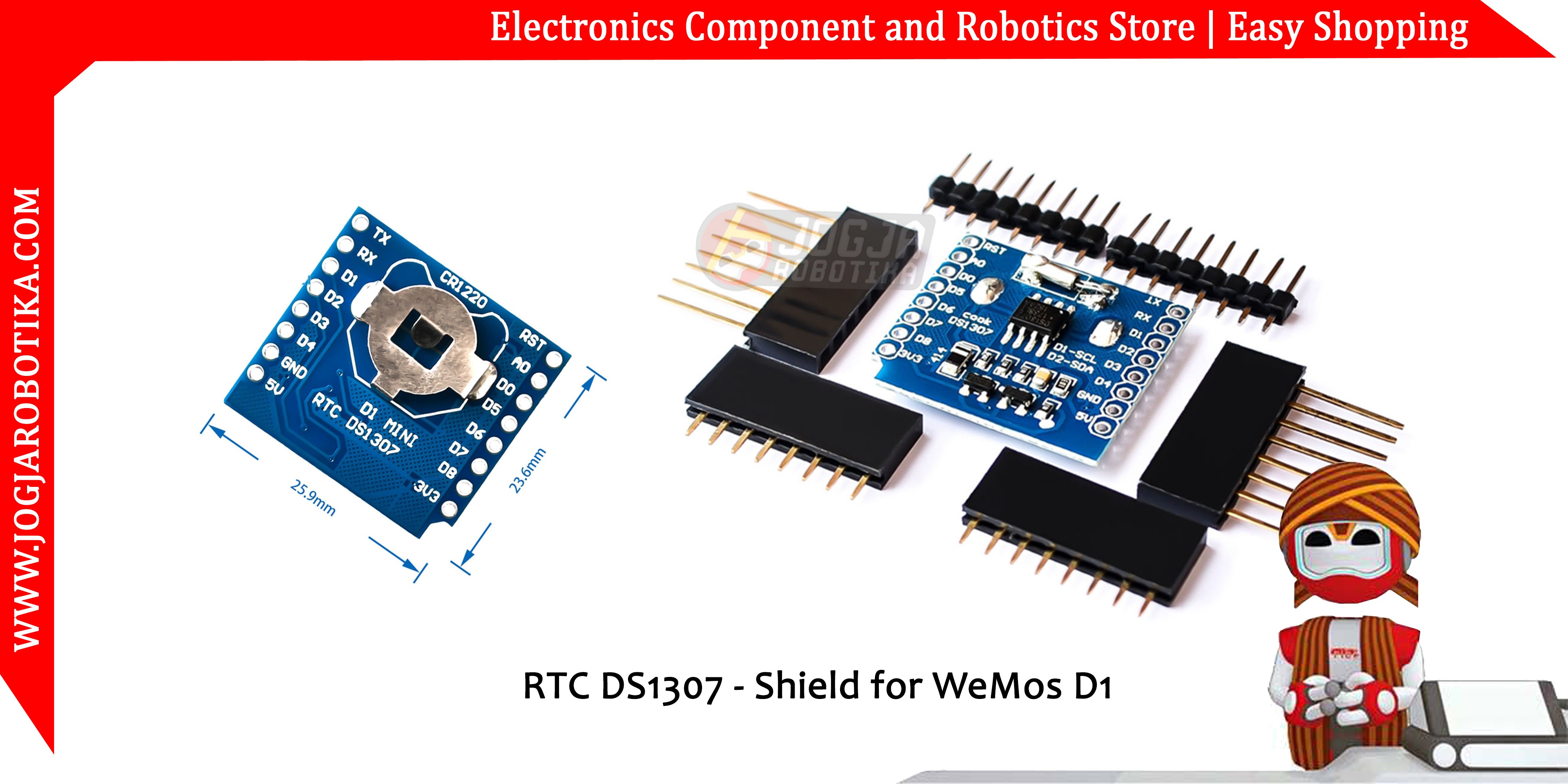 RTC DS1307 - Shield for WeMos D1 Mini