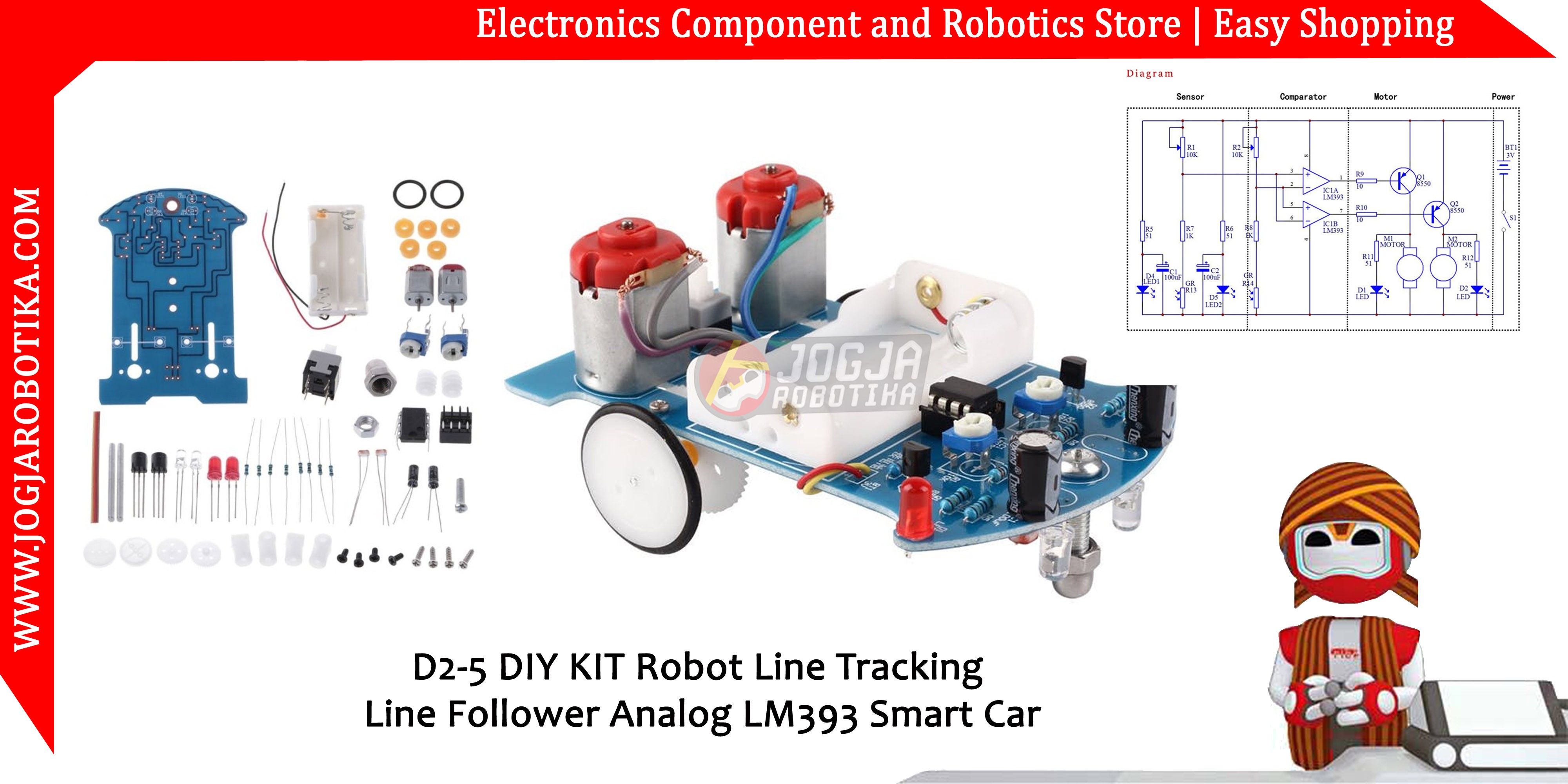 D2-5 DIY KIT Robot Line Tracking Line Follower Analog LM393 Smart Car