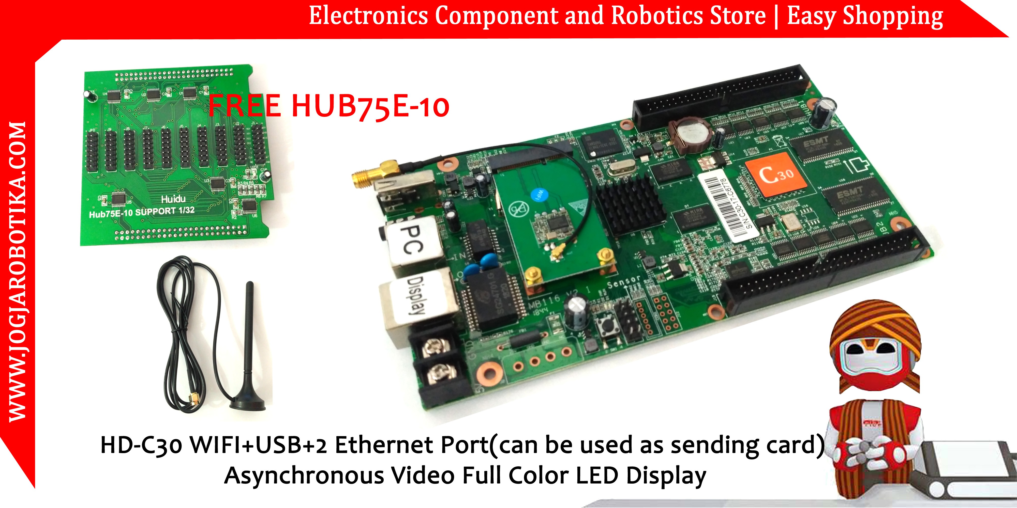 HD-C30 WIFI+USB+2 Ethernet Port(can be used as sending card) Asynchronous Video Full Color LED Display