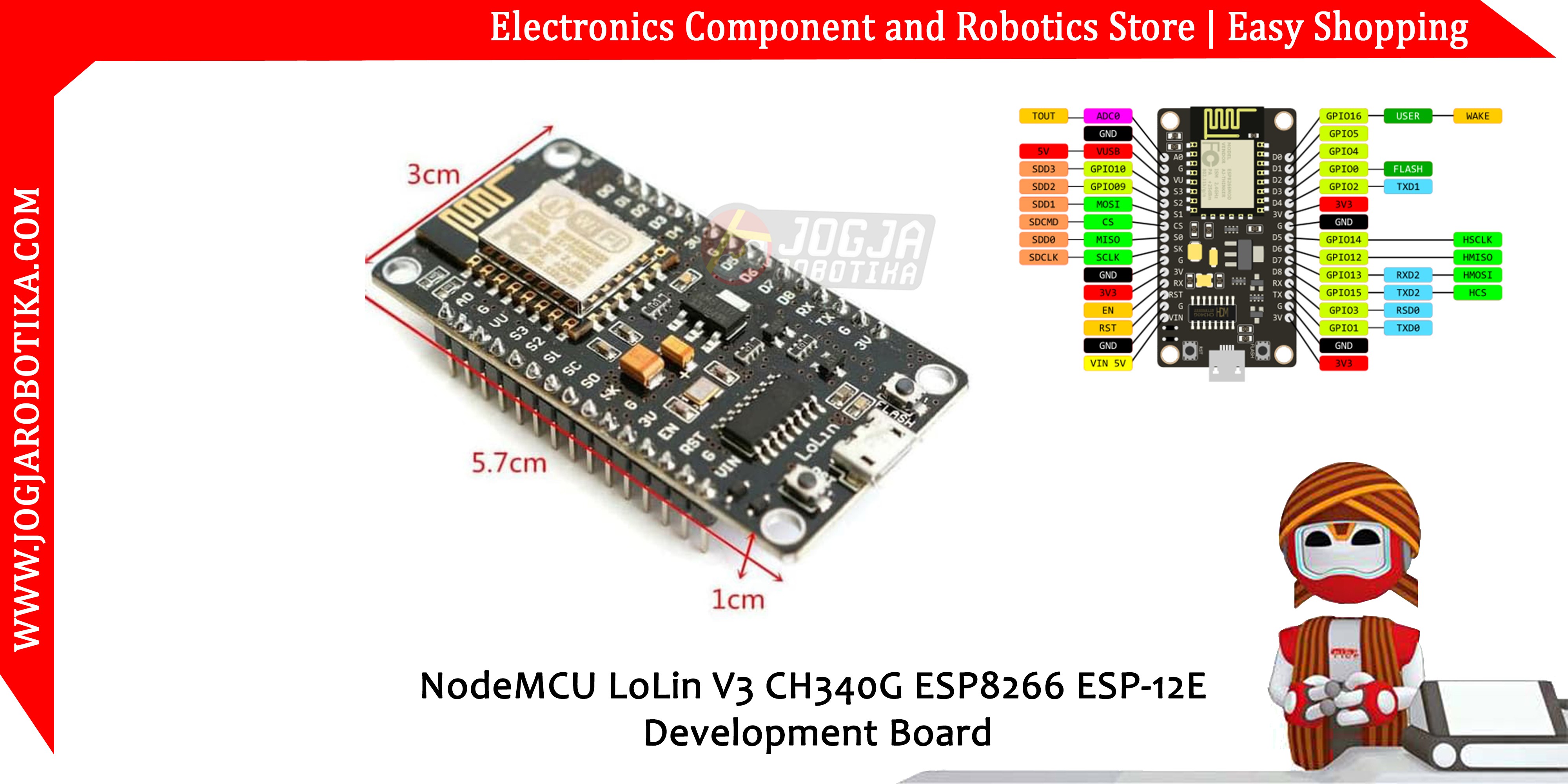 NodeMCU LoLin V3 CH340G ESP8266 ESP-12E  Development Board