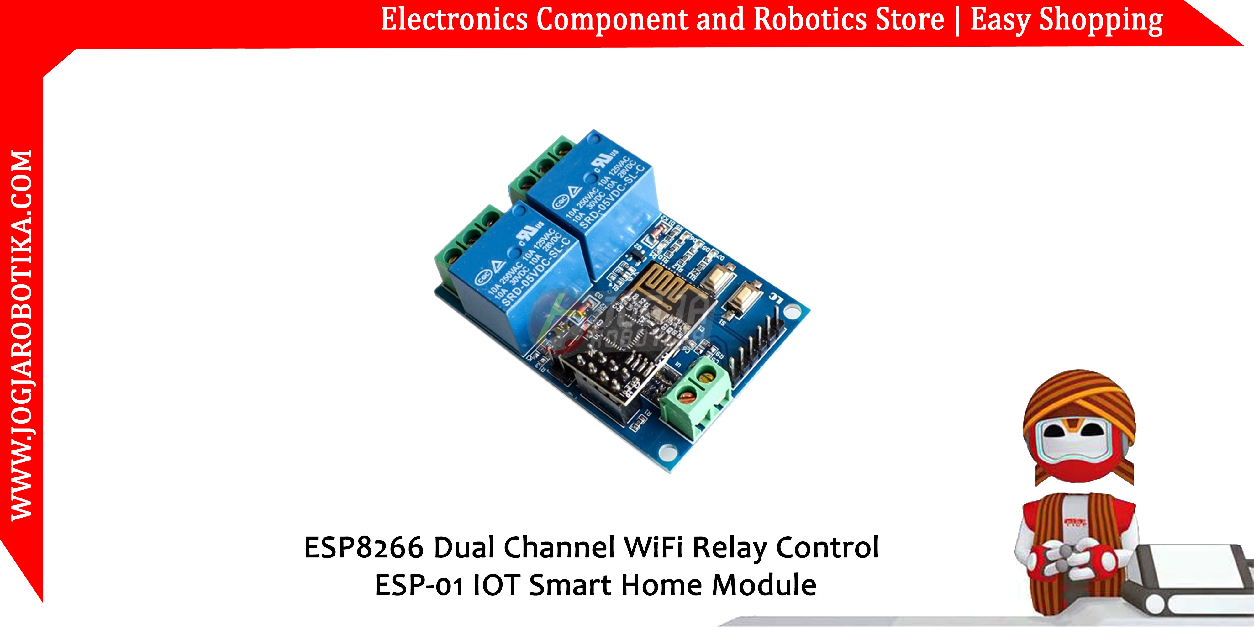 ESP8266 Dual Channel WiFi Relay Control ESP-01 IOT Smart Home Module