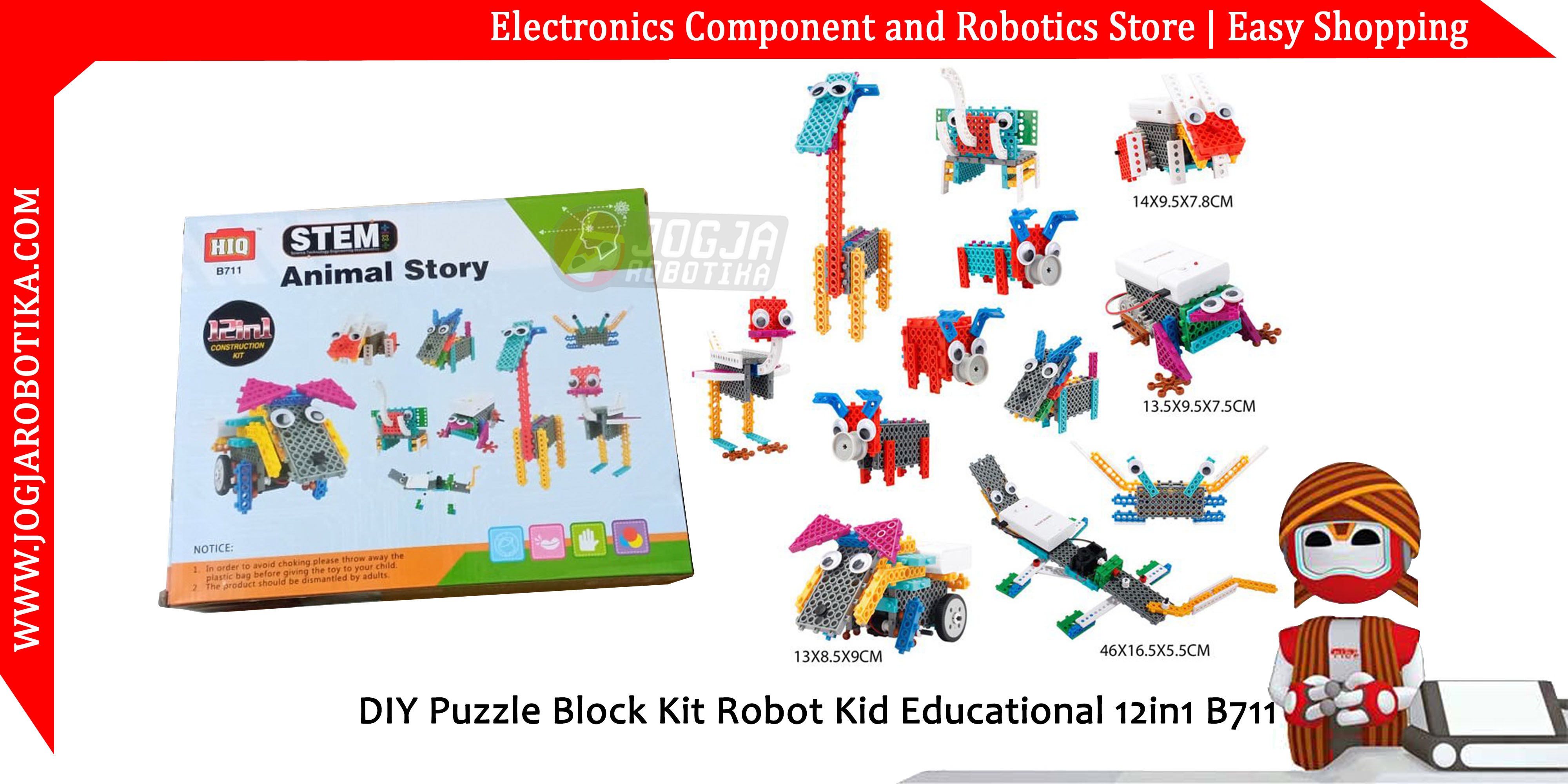 DIY Puzzle Block Kit Robot Kid Educational 12in1 B711