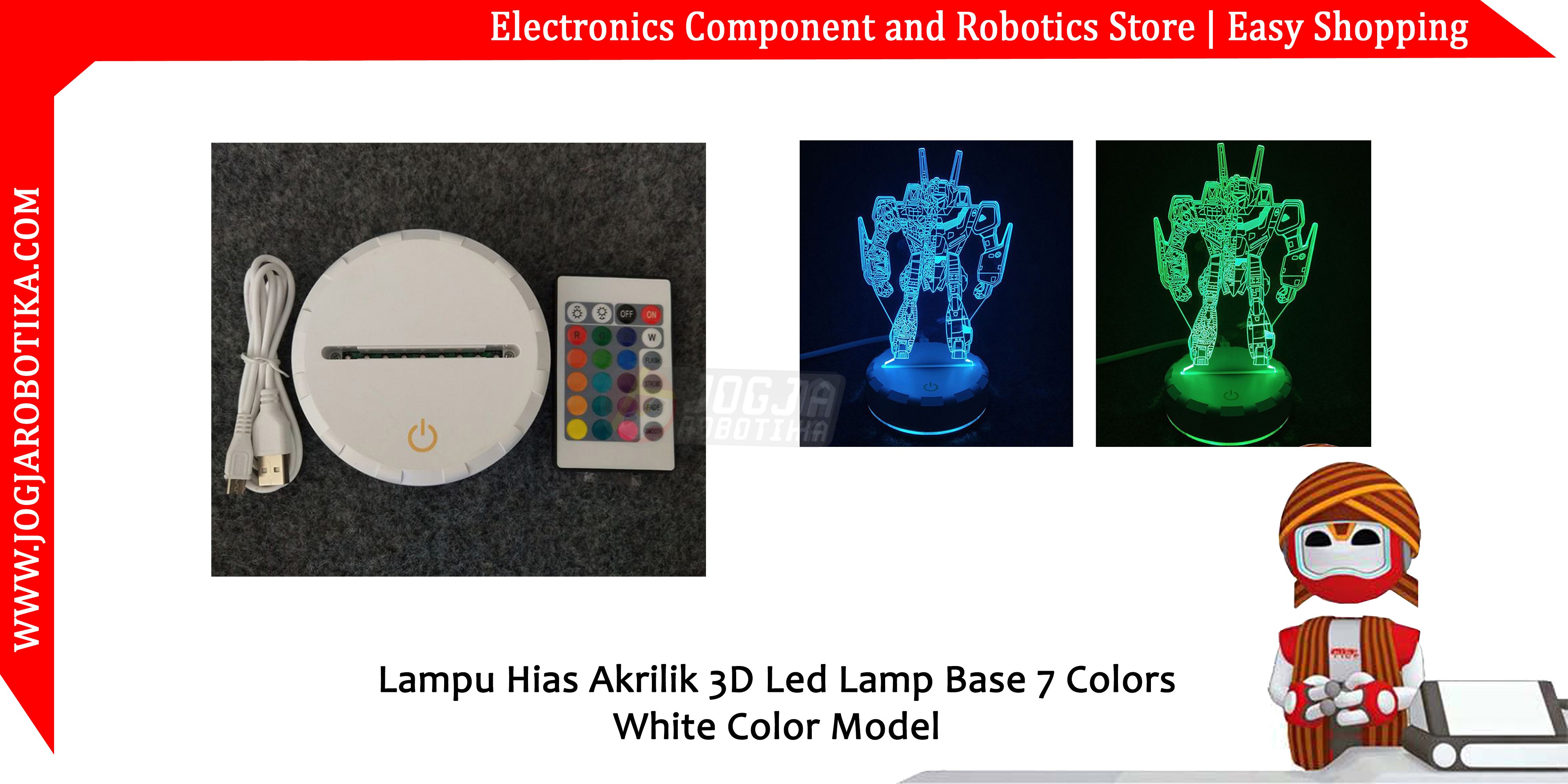Lampu Hias Akrilik 3D Led Lamp Base 7 Colors White Color Model