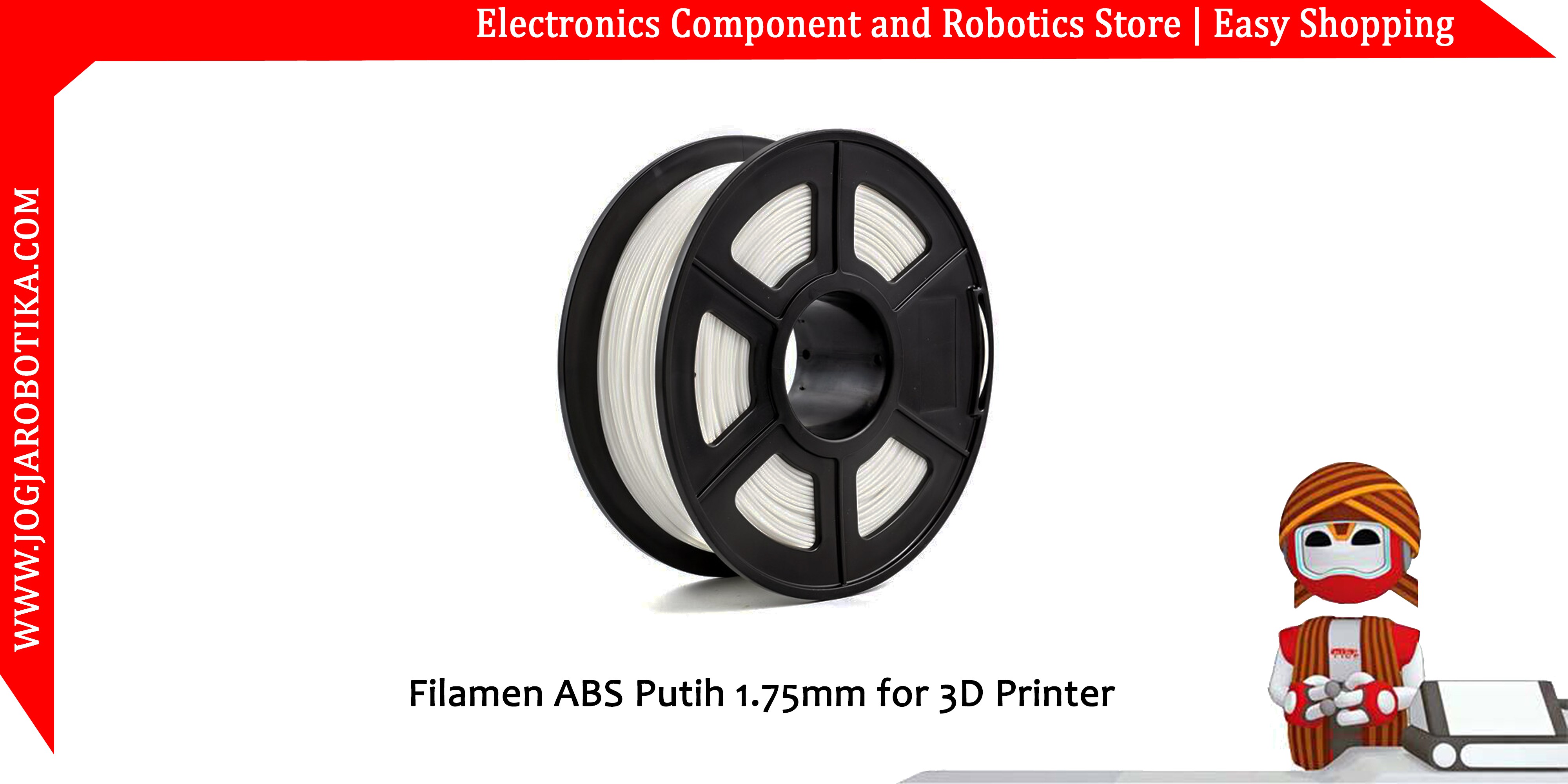 SunDcreate Filamen 3D Printer Filament ABS Putih 1.75mm 1 Kg