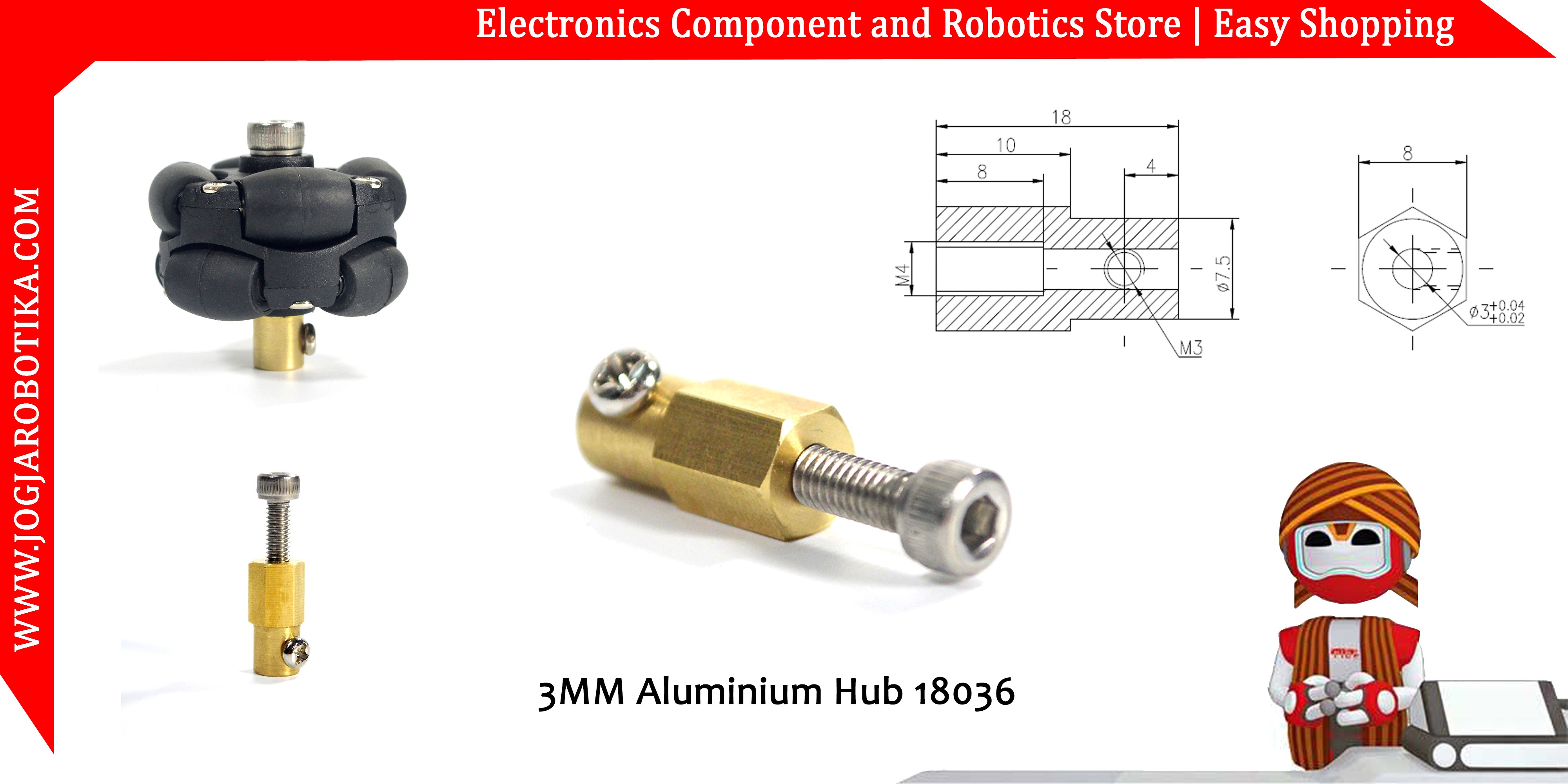 3MM Aluminium Hub 18036