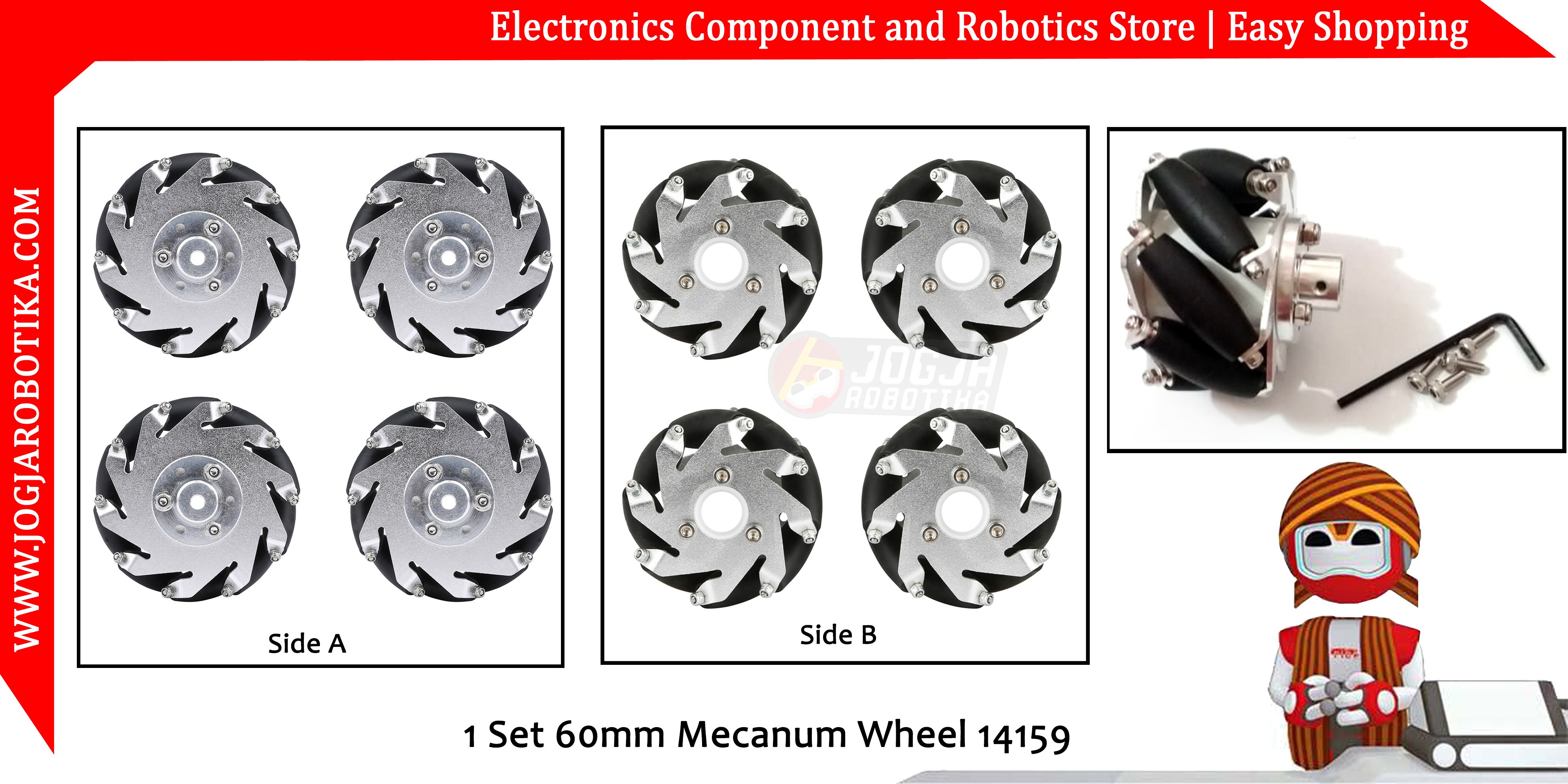 1 Set 60mm Mecanum Wheel 14159