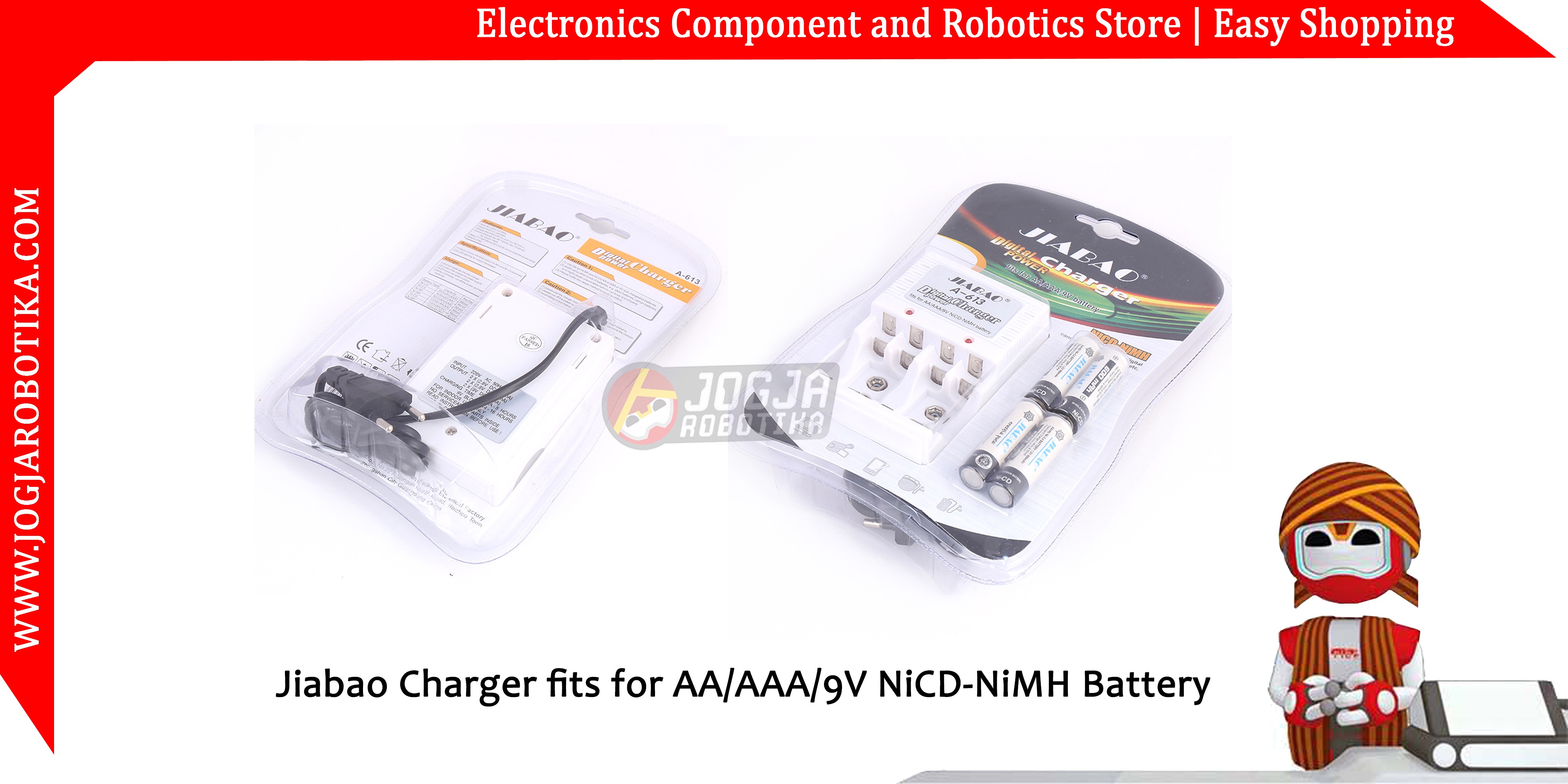 Jiabao Charger A-613  fits for AA/AAA/9V NiCD-NiMH Battery