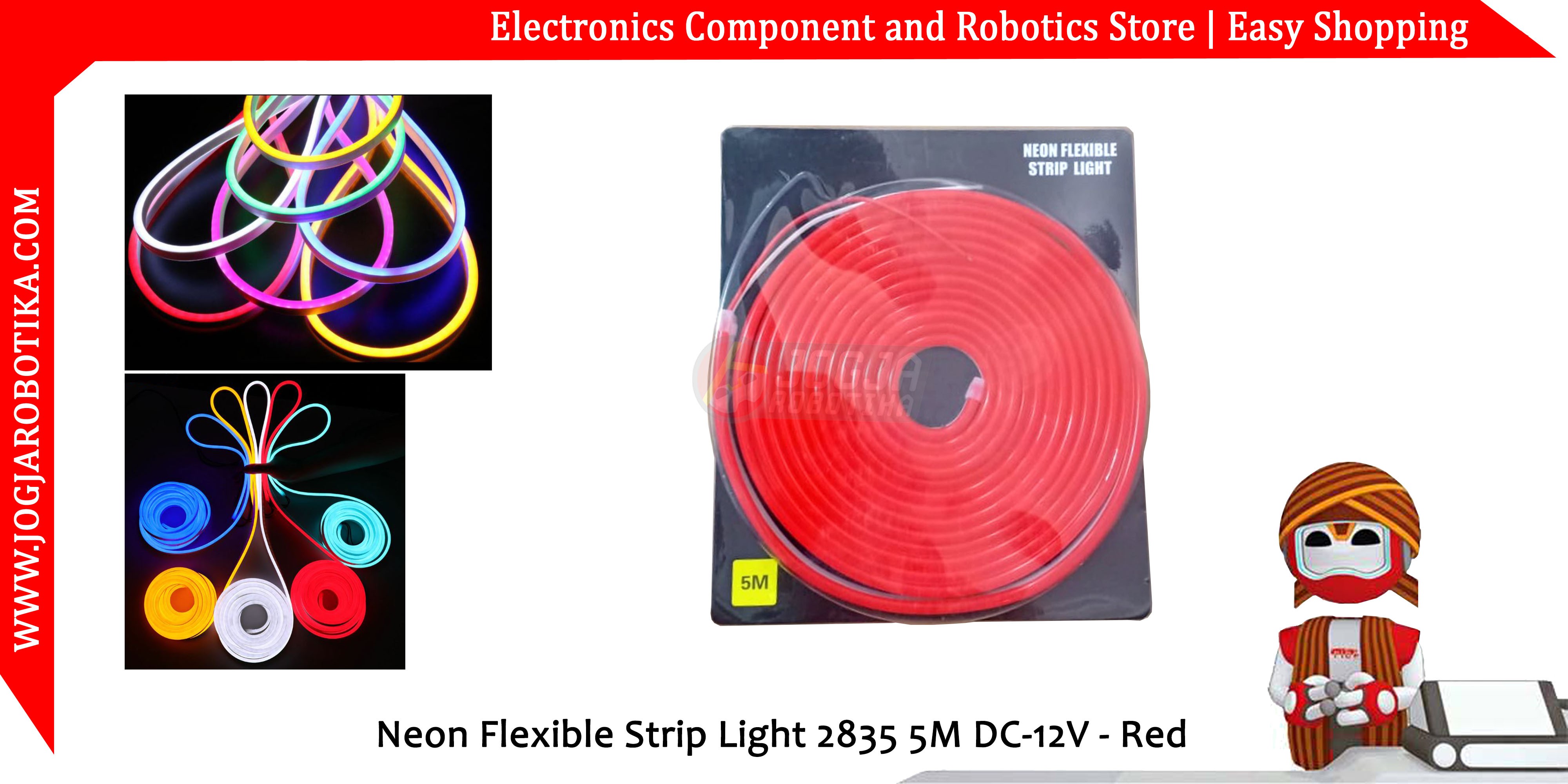 Led Neon Flexible Strip Light 2835 5M DC-12V - Red