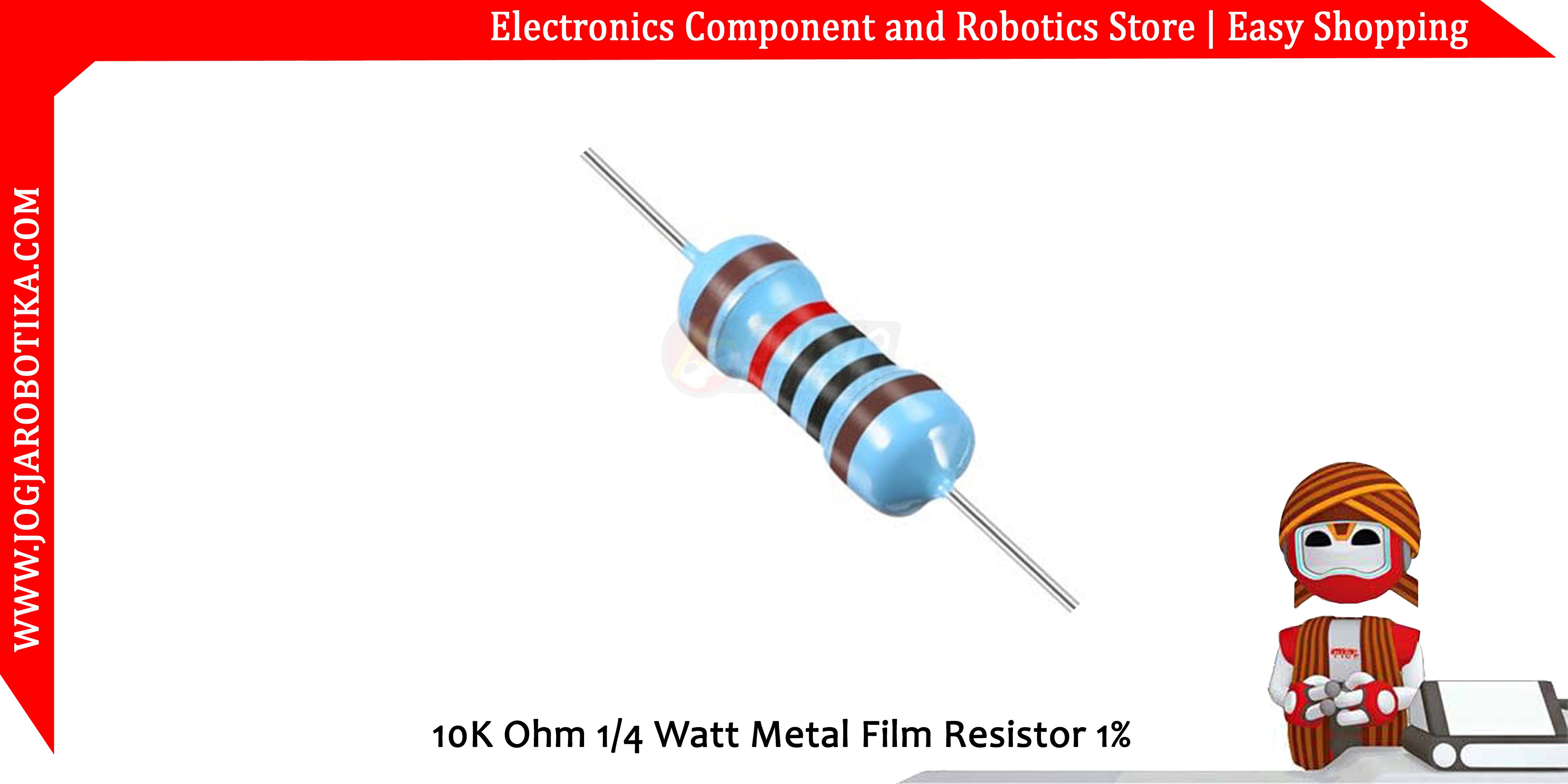10K Ohm 1/4 Watt  Metal Film Resistor 1%
