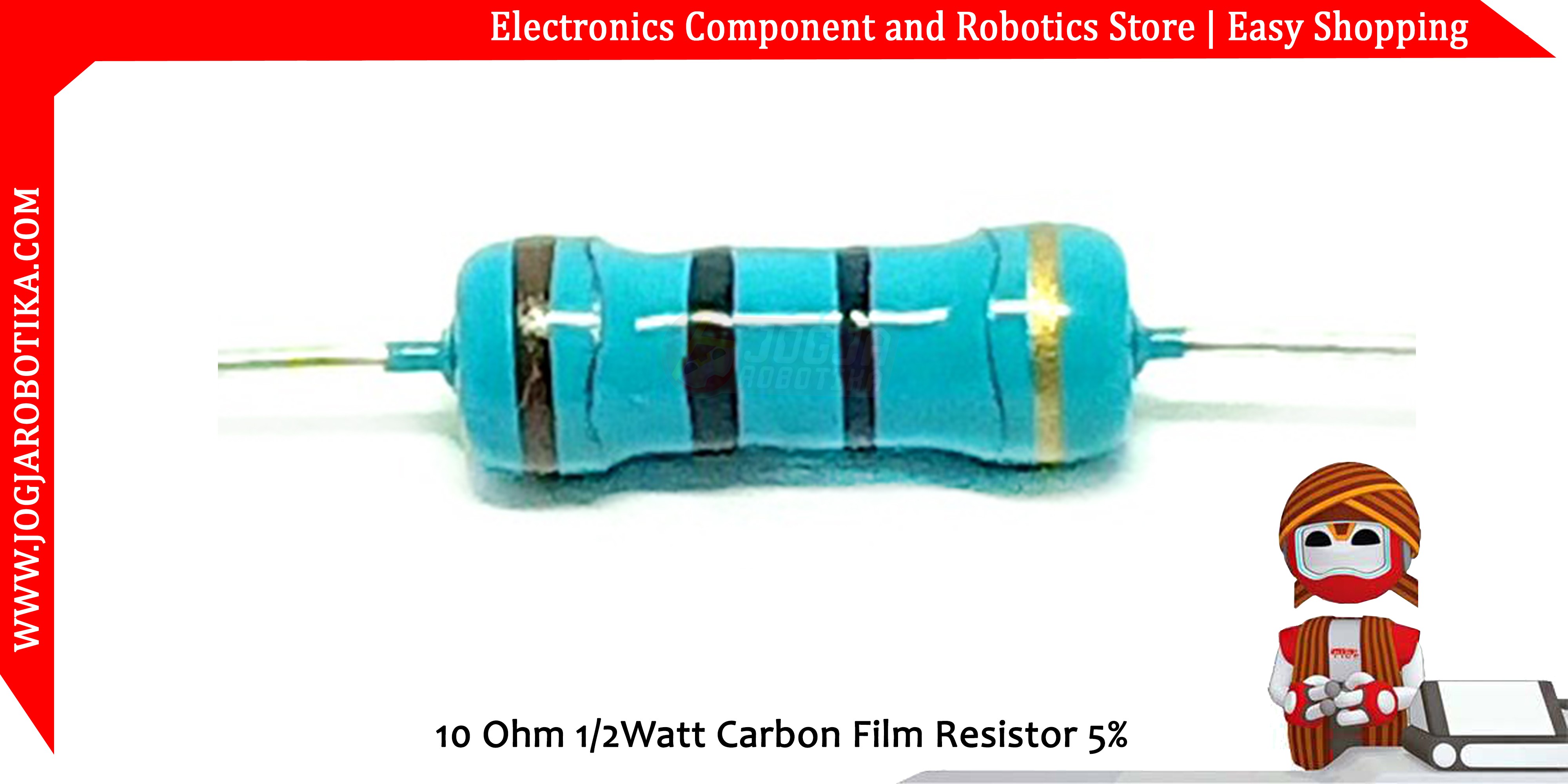 10 Ohm 1/2Watt Carbon Film Resistor