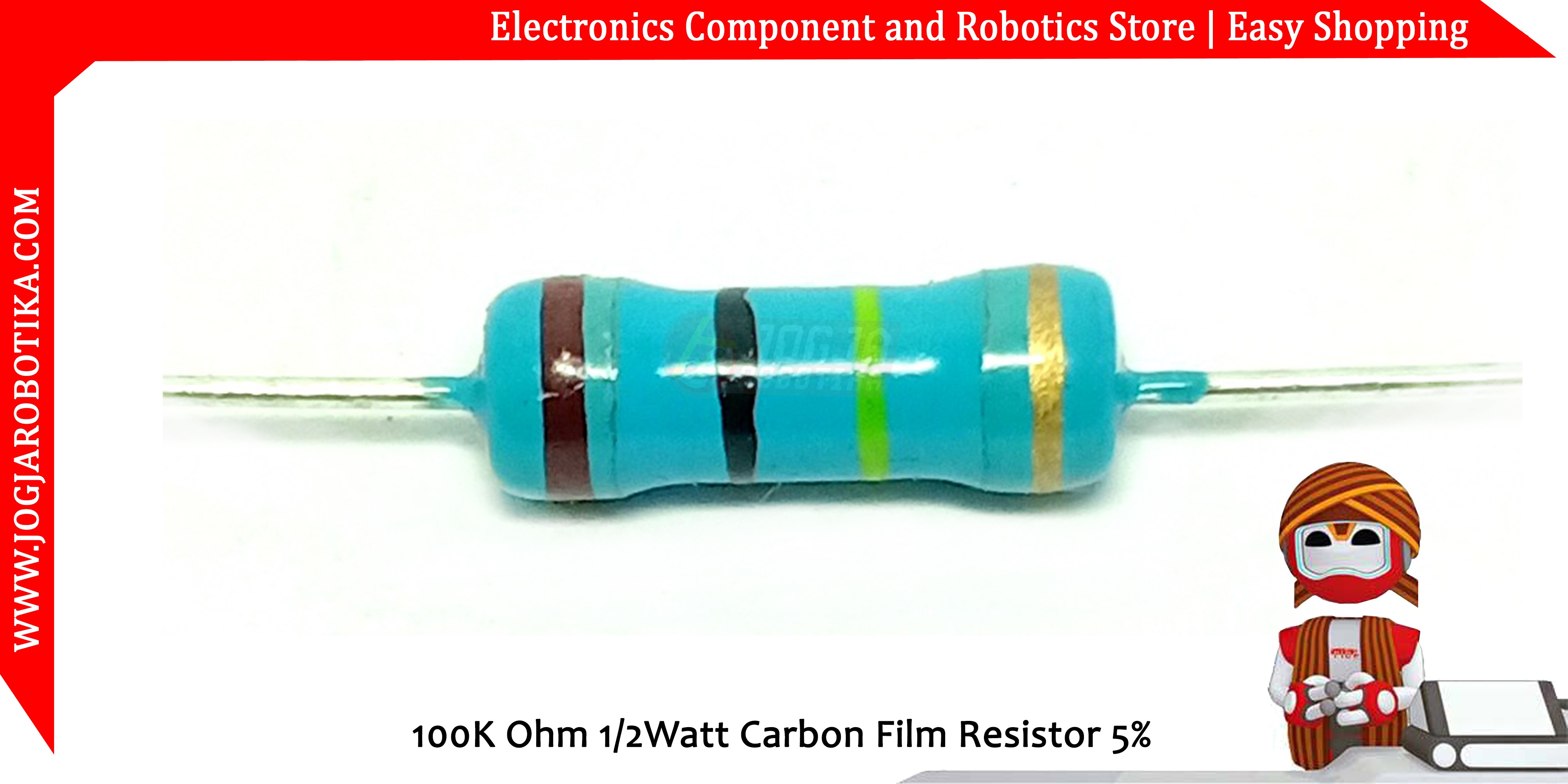 100K Ohm 1/2Watt Carbon Film Resistor