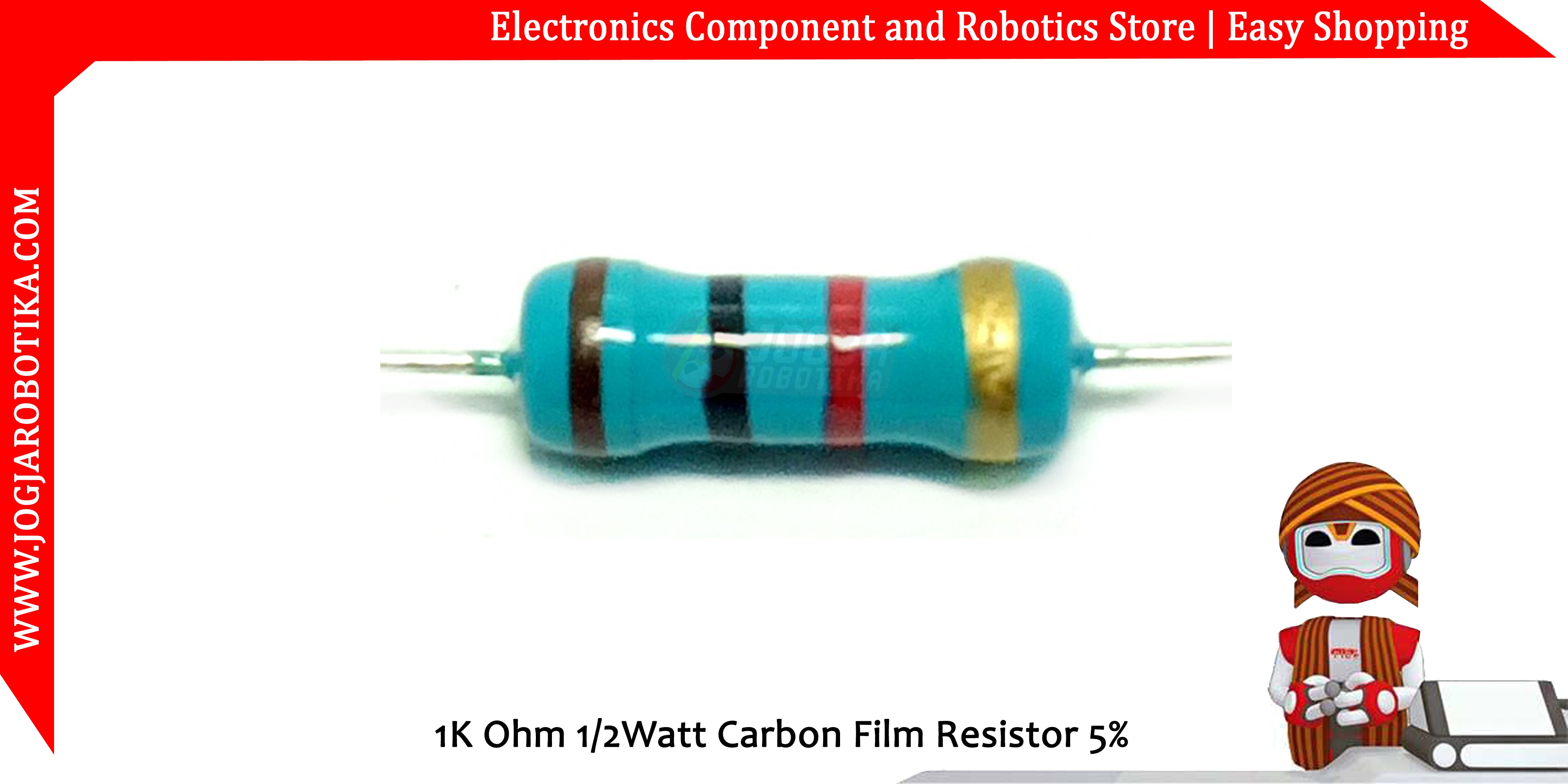 1K Ohm 1/2Watt Carbon Film Resistor