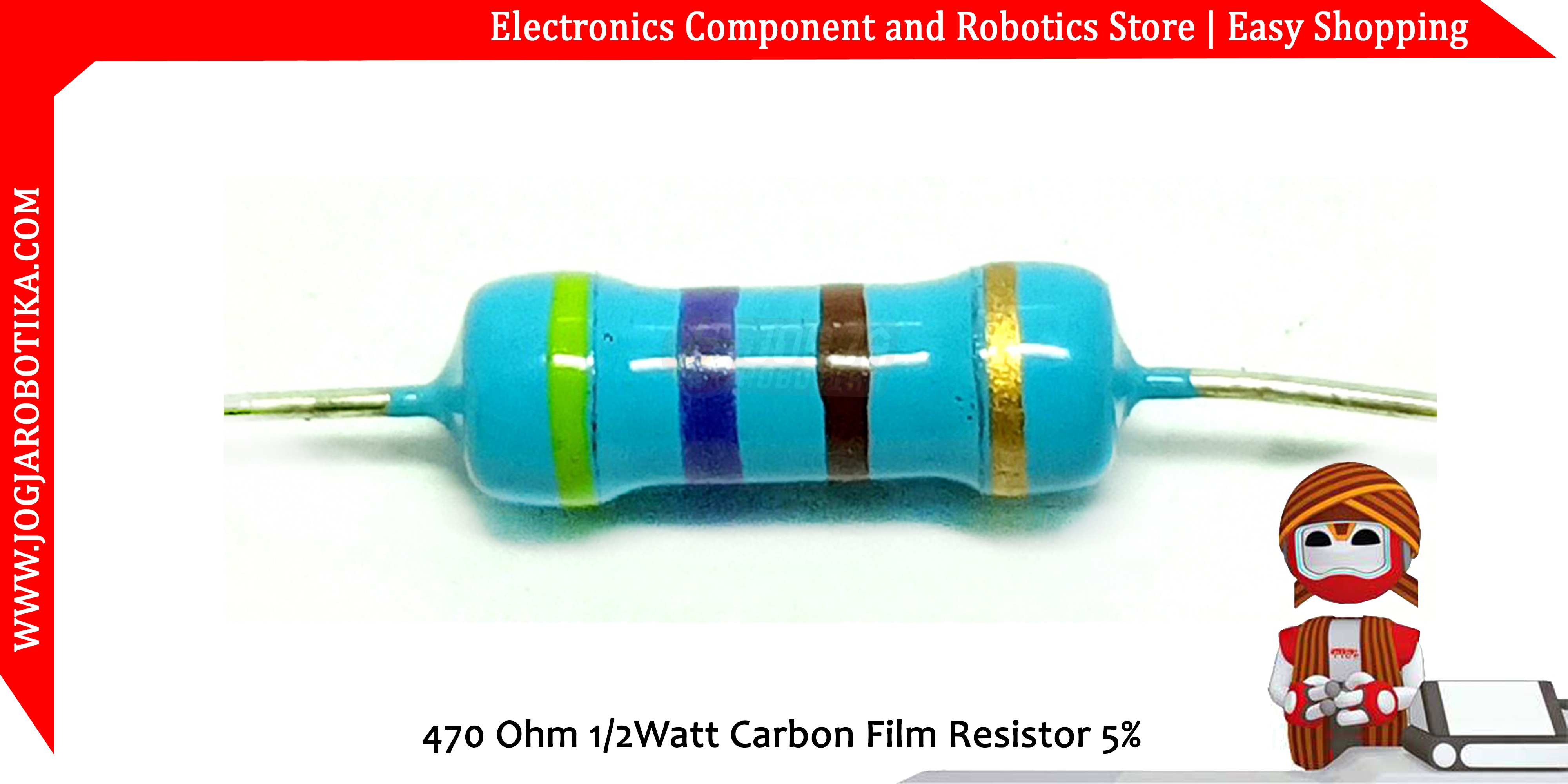 470 Ohm 1/2Watt Carbon Film Resistor