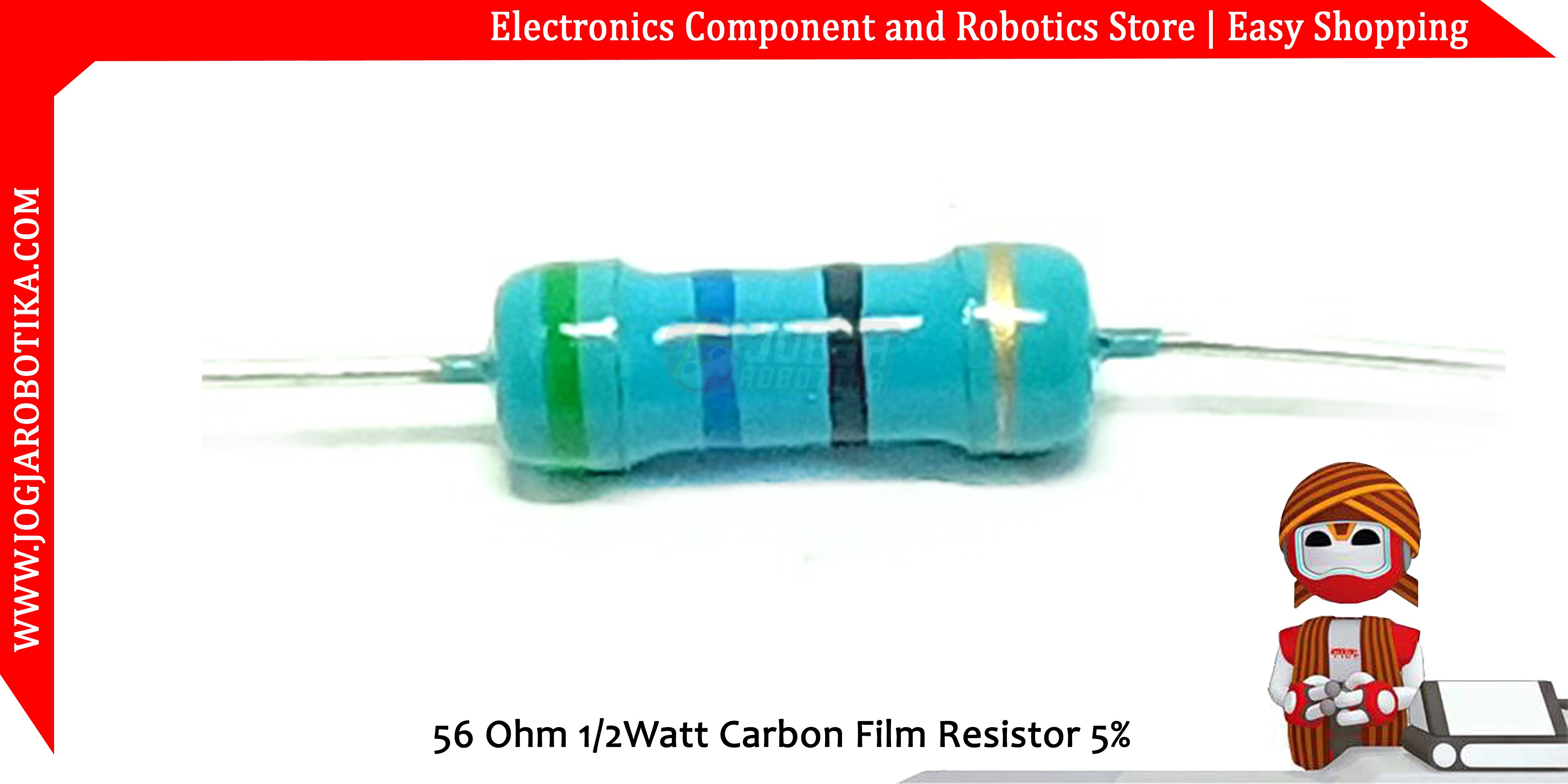 56 Ohm 1/2Watt Carbon Film Resistor
