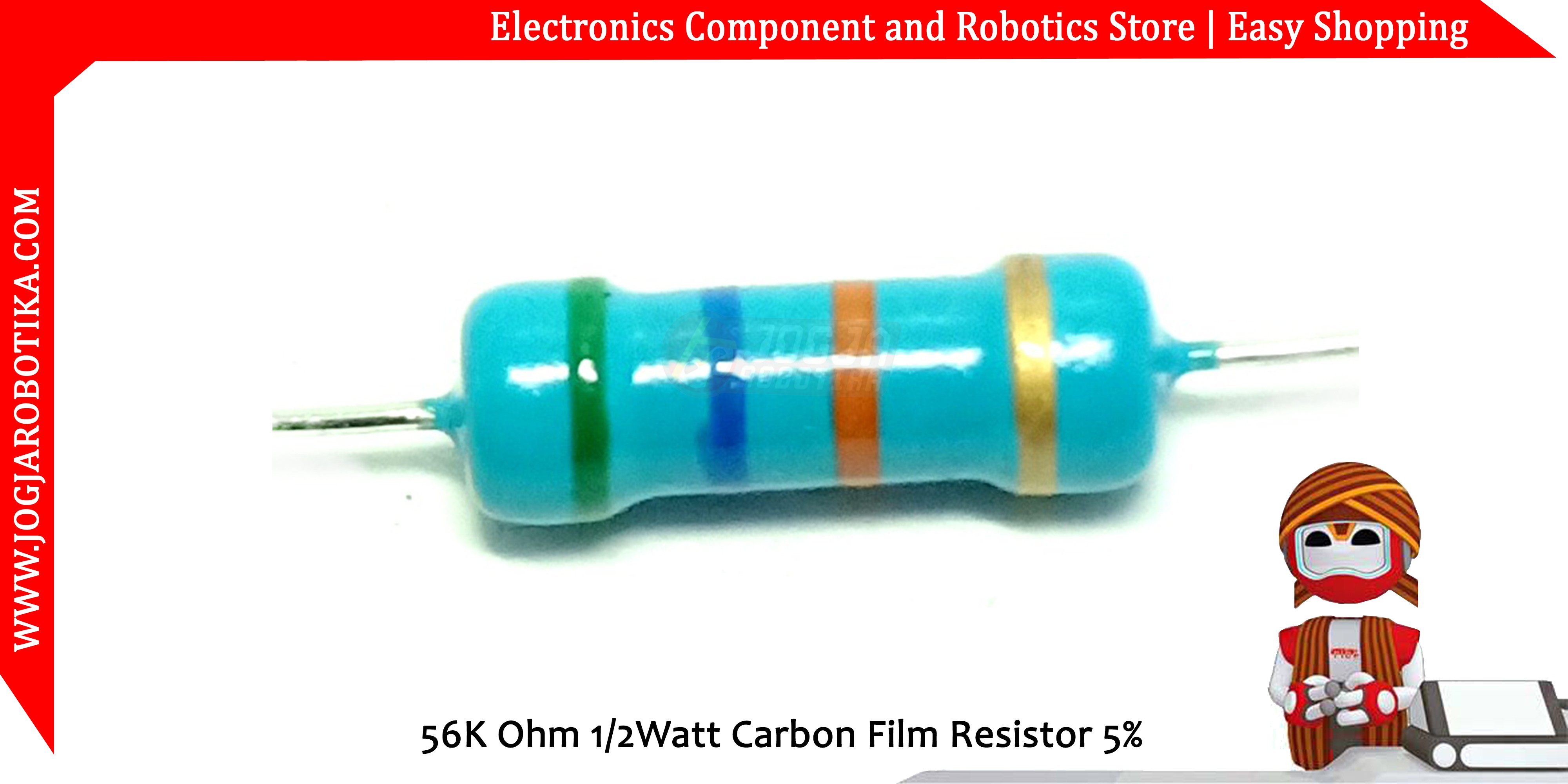 56K Ohm 1/2Watt Carbon Film Resistor
