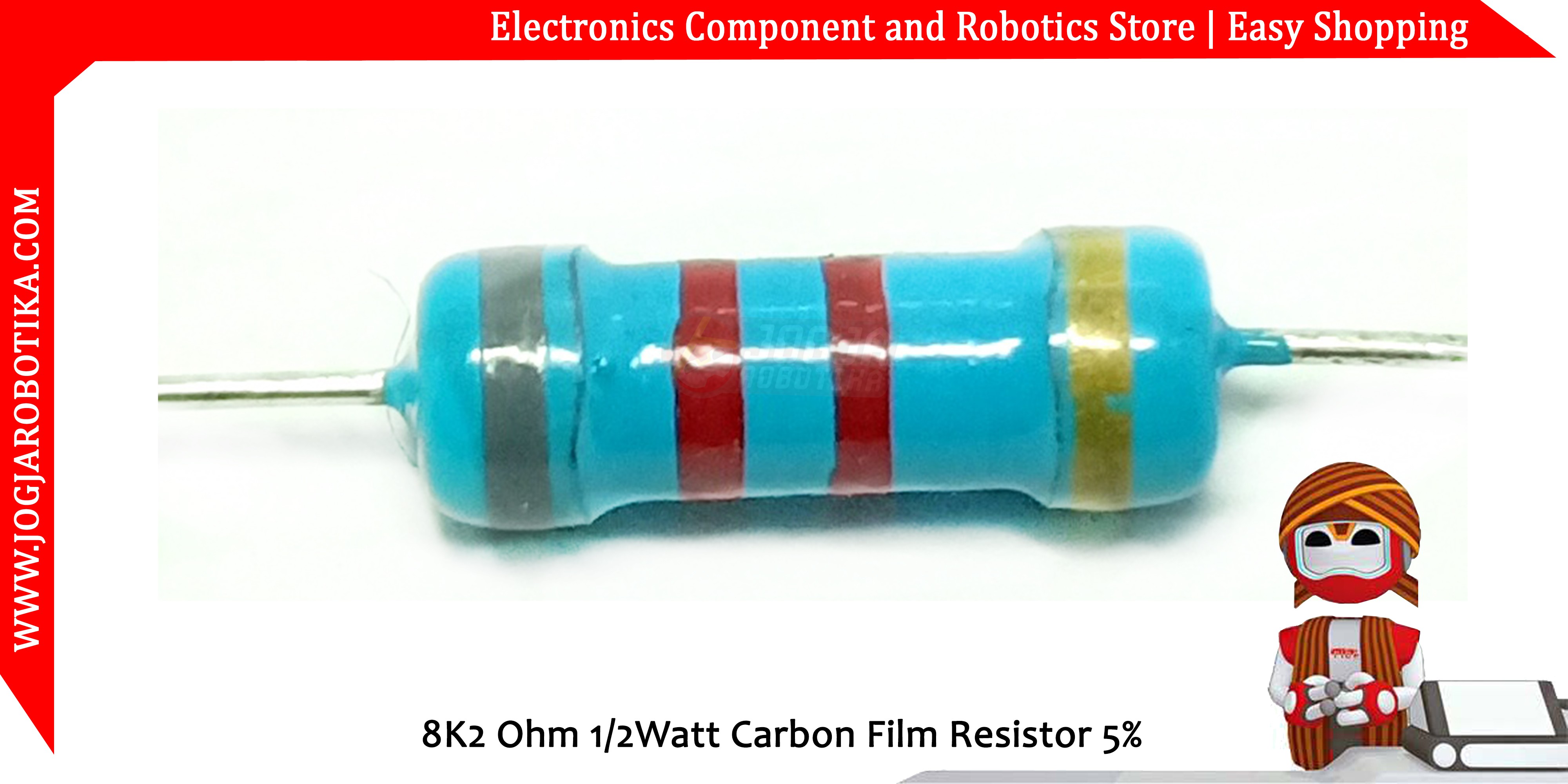 8K2 Ohm 1/2Watt Carbon Film Resistor