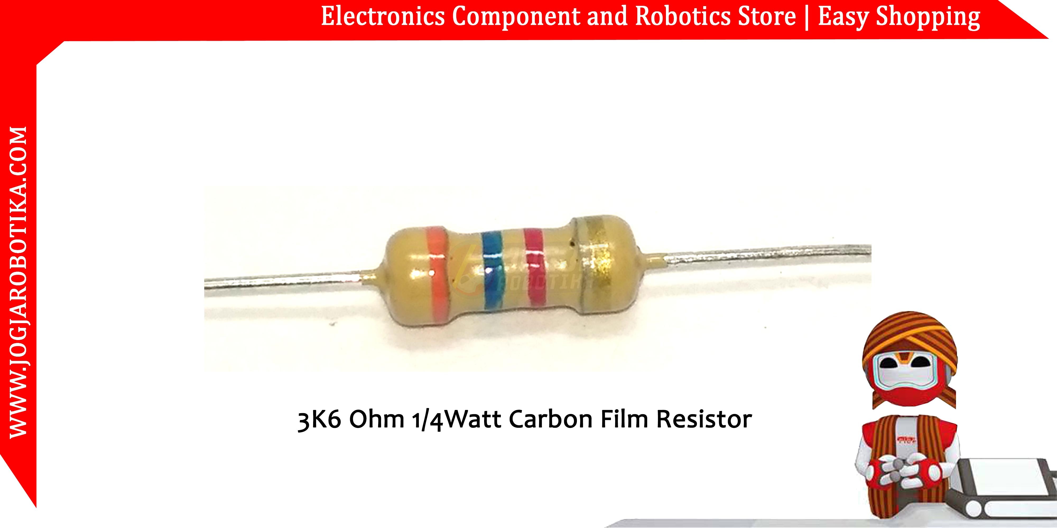 3K6 Ohm 1/4Watt Carbon Film Resistor