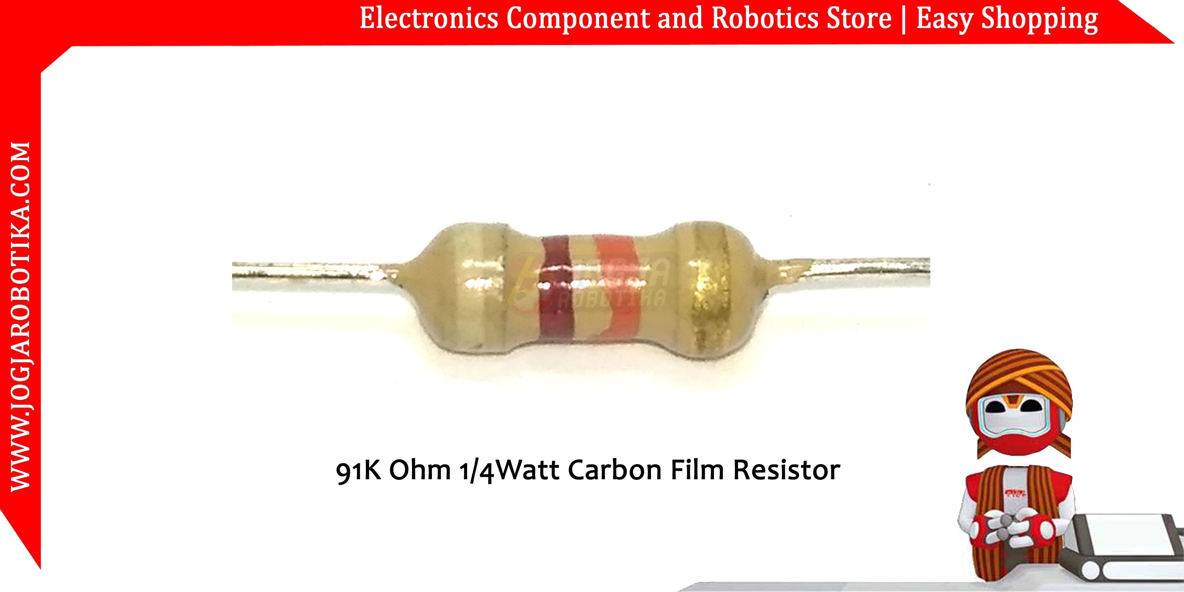 91K Ohm 1/4Watt Carbon Film Resistor