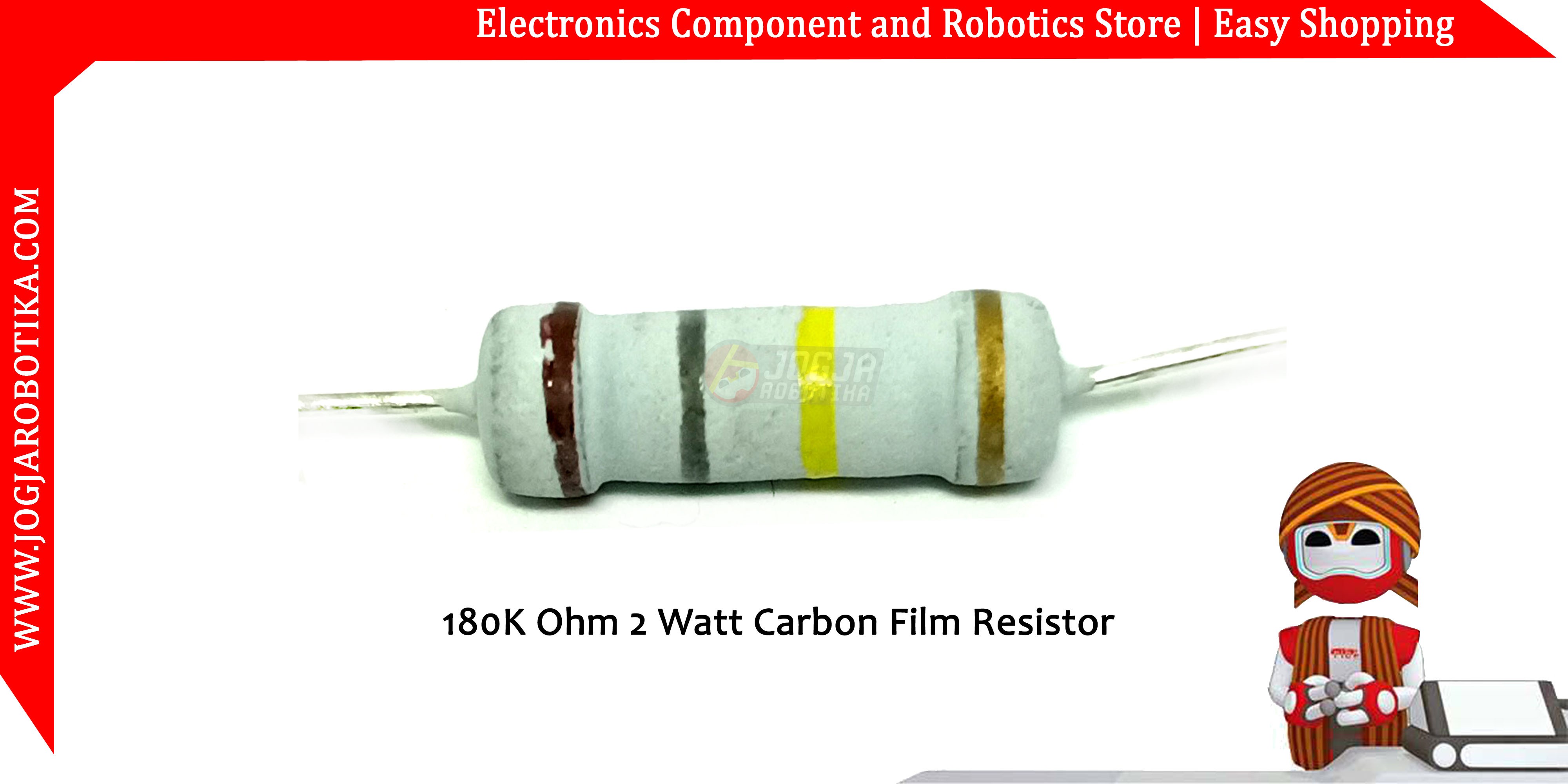 180K Ohm 2 Watt Carbon Film Resistor