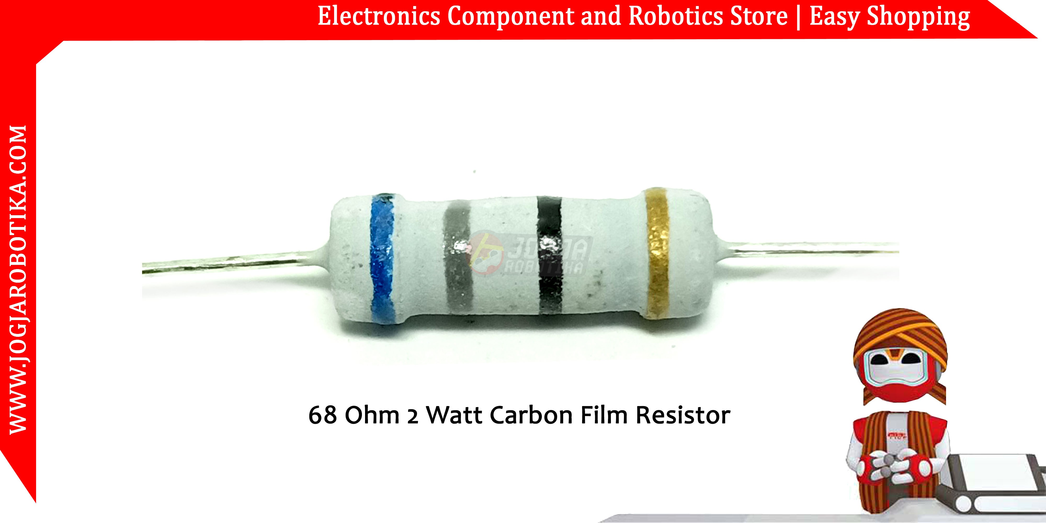 68 Ohm 2 Watt Carbon Film Resistor