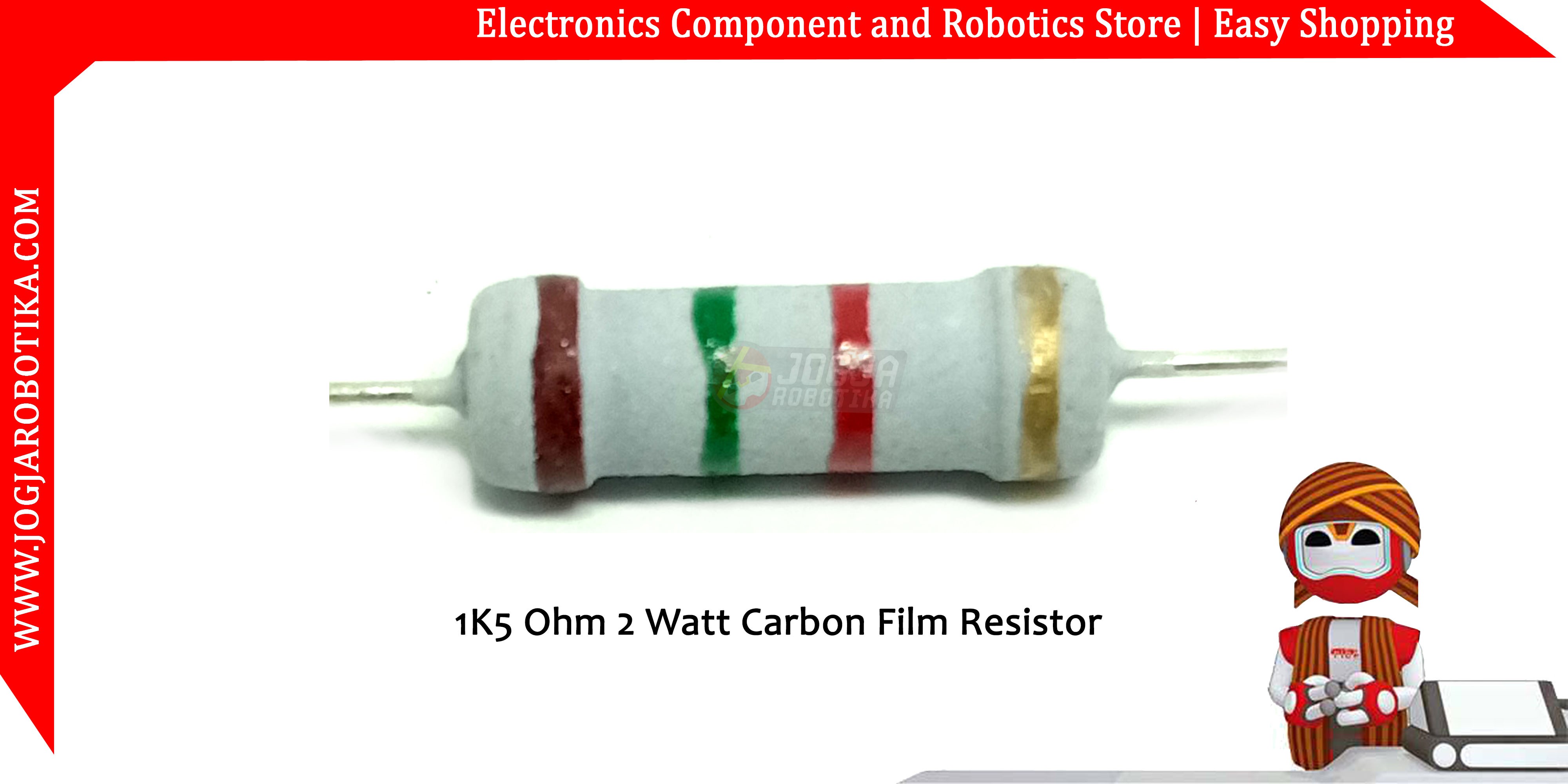 1K5 Ohm 2 Watt Carbon Film Resistor