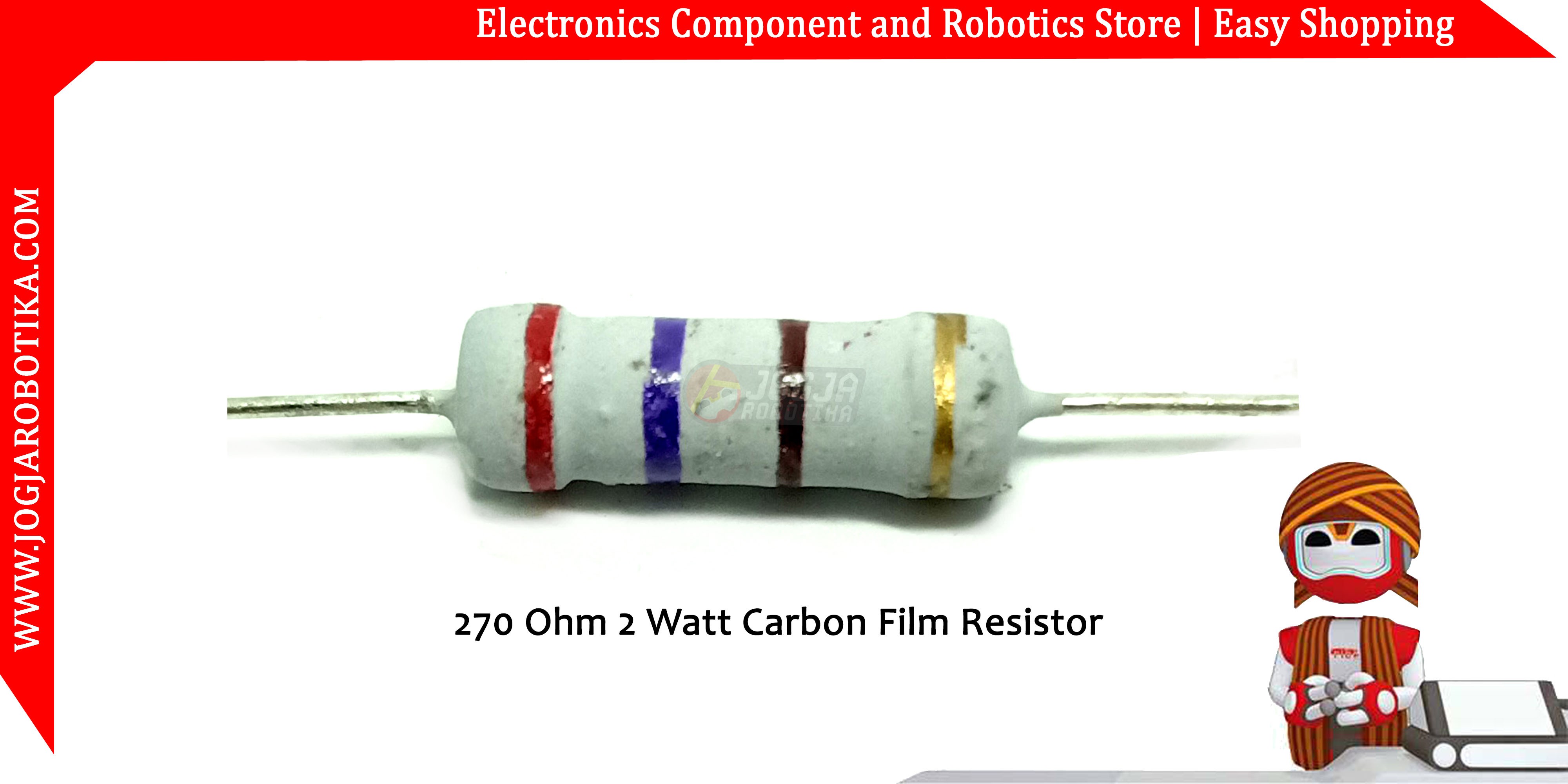270 Ohm 2 Watt Carbon Film Resistor