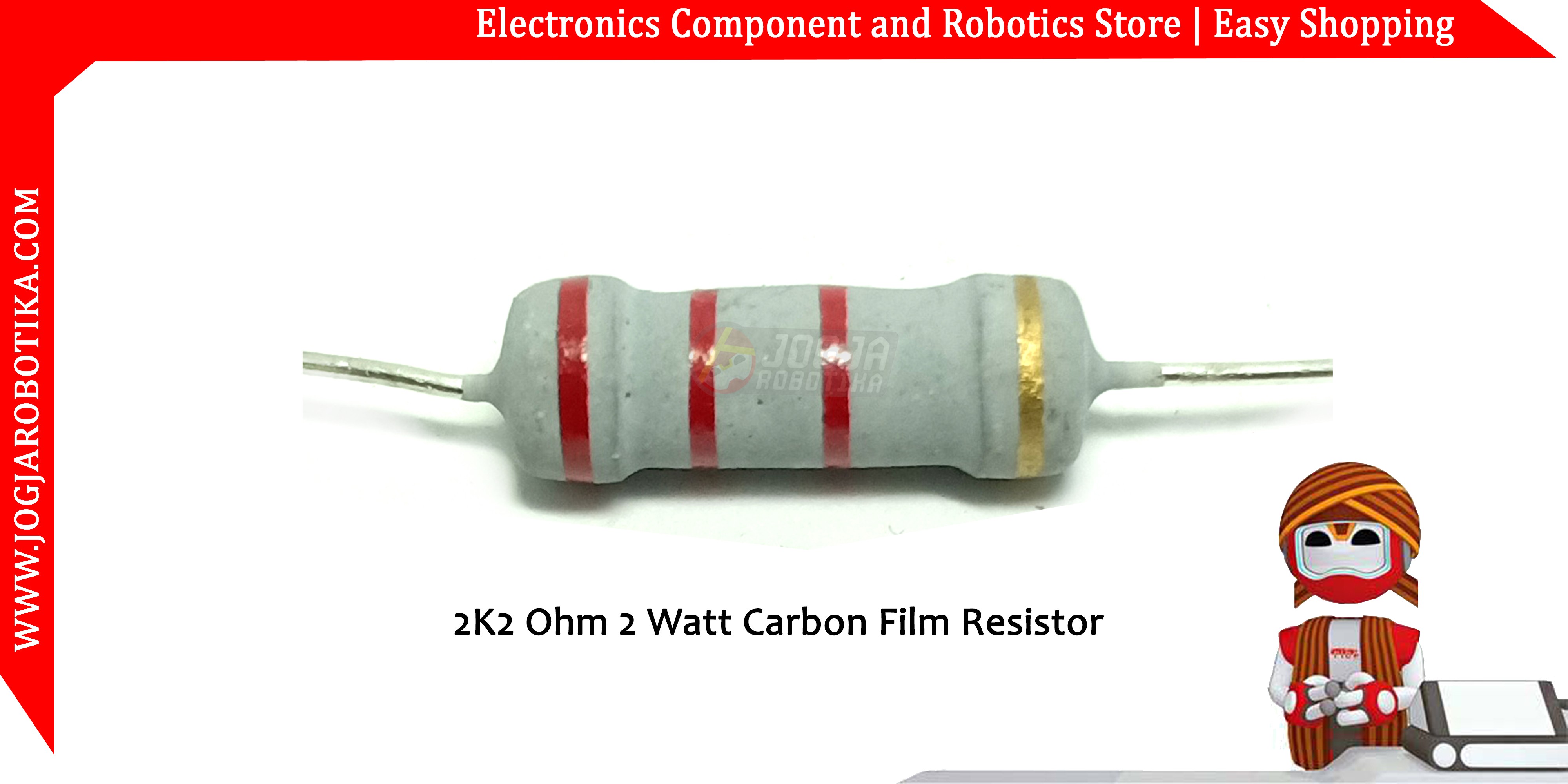 2K2 Ohm 2 Watt Carbon Film Resistor