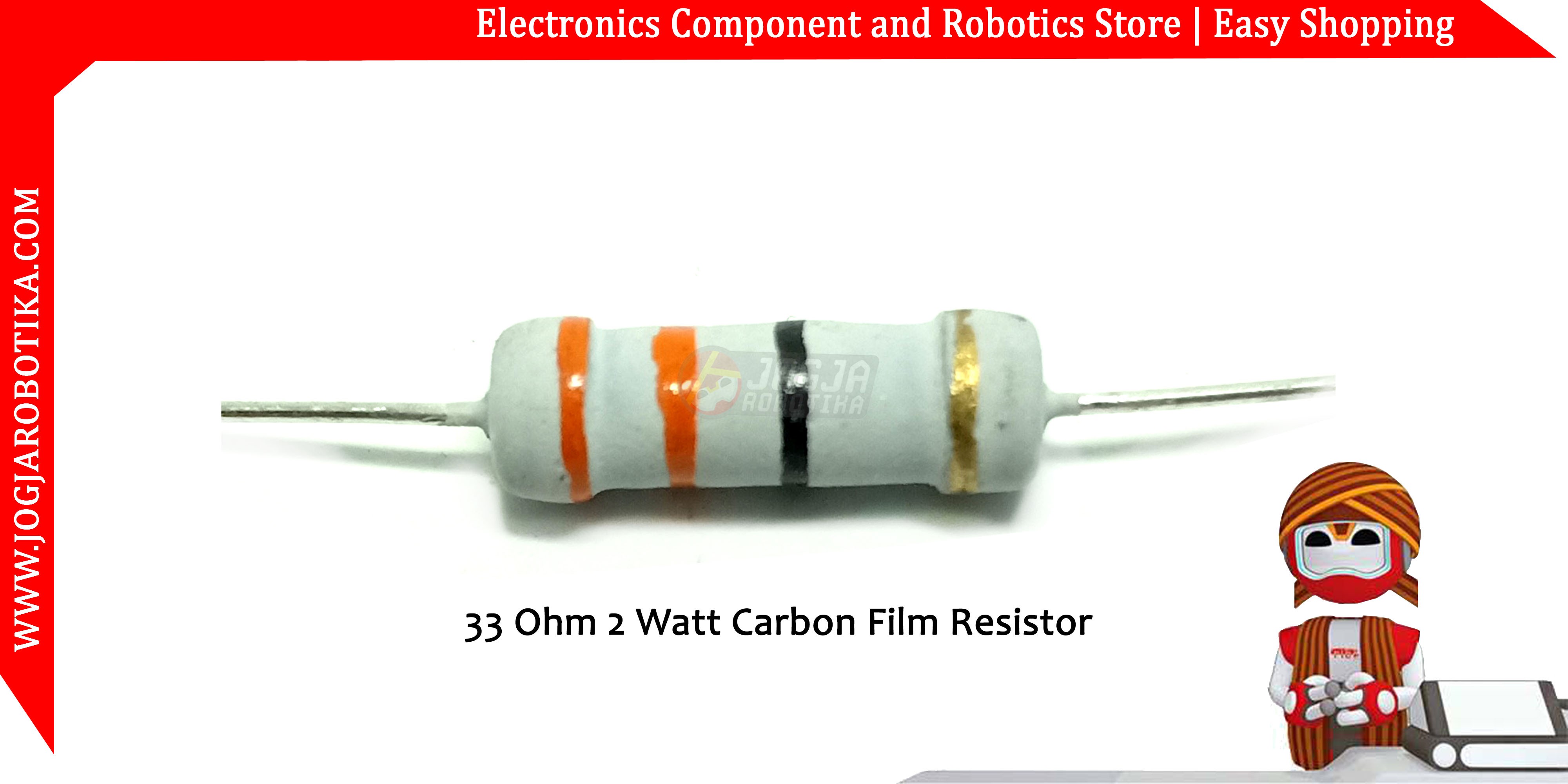 33 Ohm 2 Watt Carbon Film Resistor