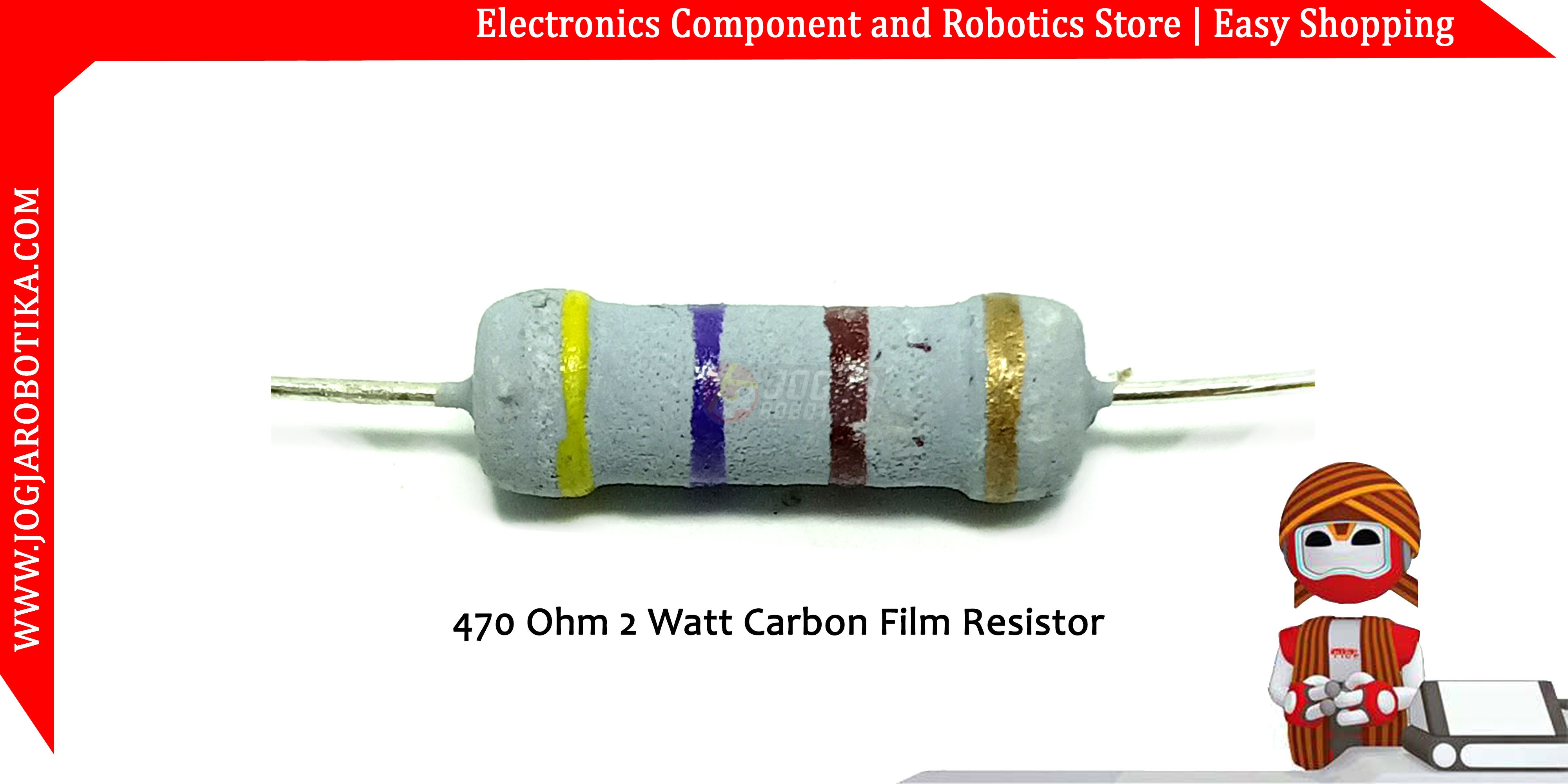 470 Ohm 2 Watt Carbon Film Resistor