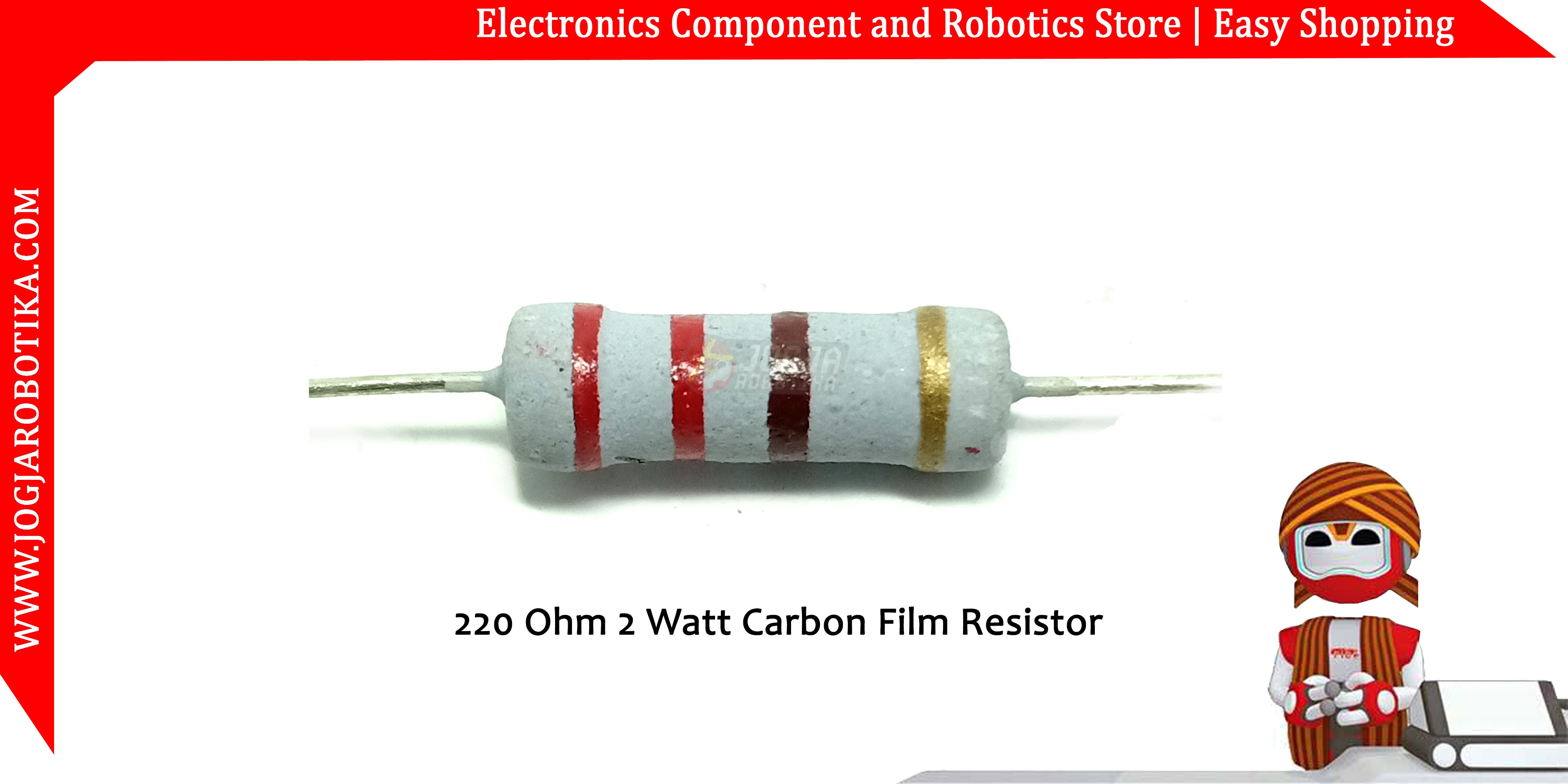 220 Ohm 2 Watt Carbon Film Resistor