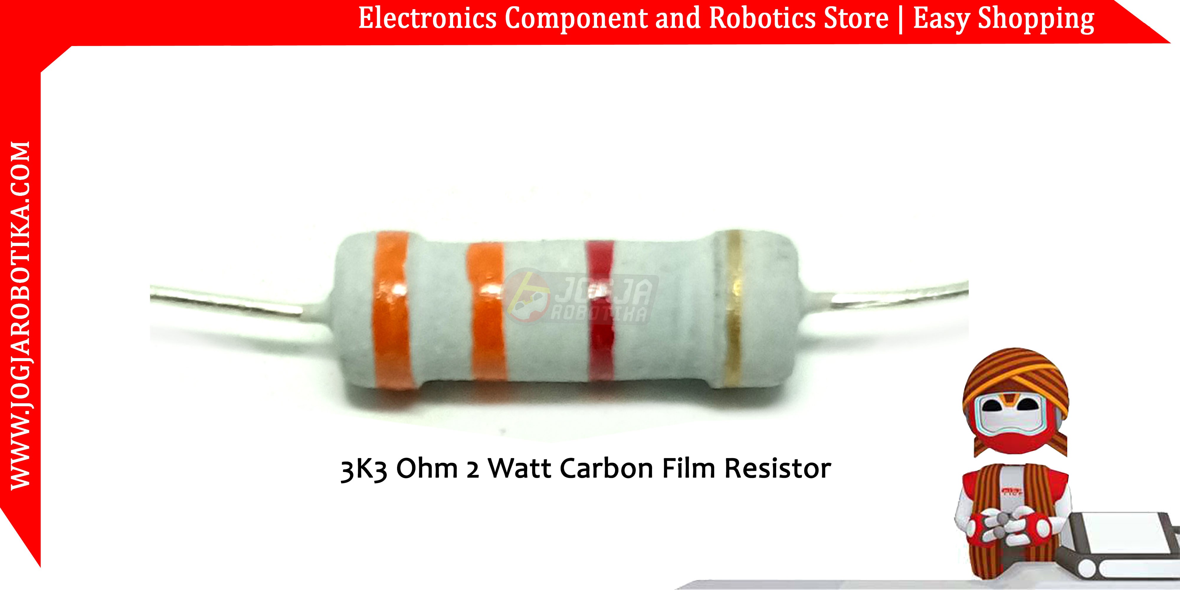 3K3 Ohm 2 Watt Carbon Film Resistor