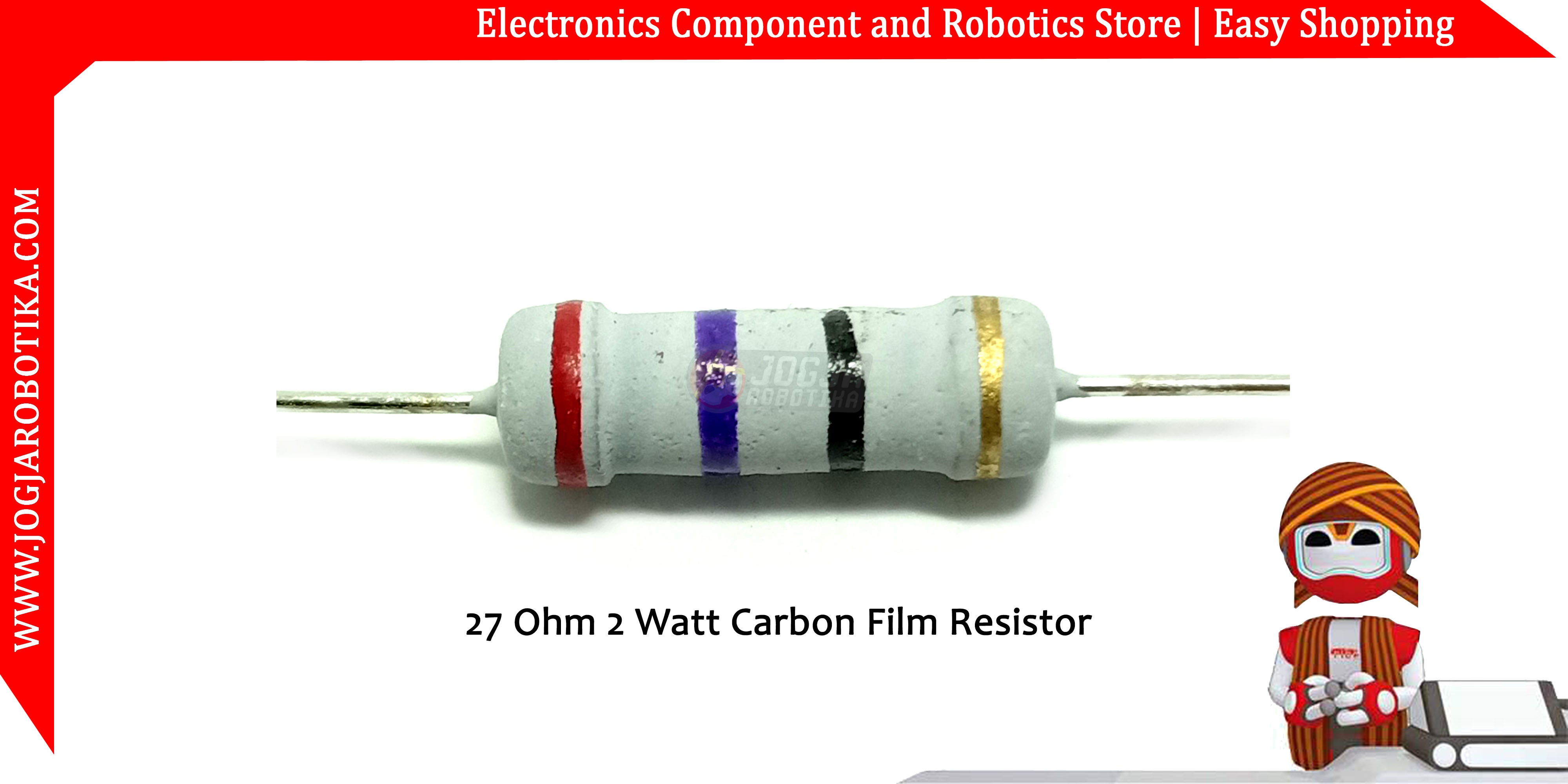 27 Ohm 2 Watt Carbon Film Resistor
