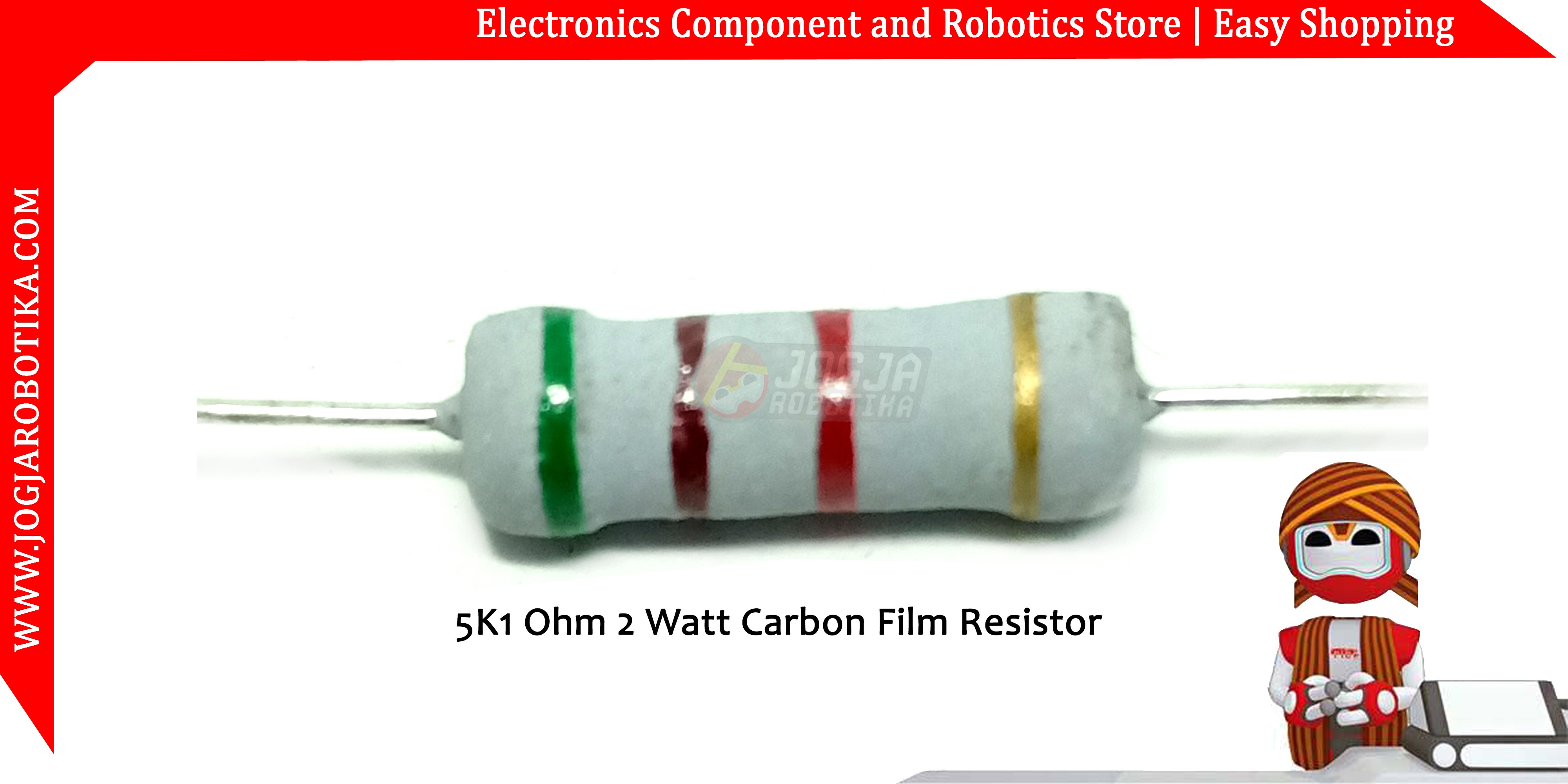 5K1 Ohm 2 Watt Carbon Film Resistor
